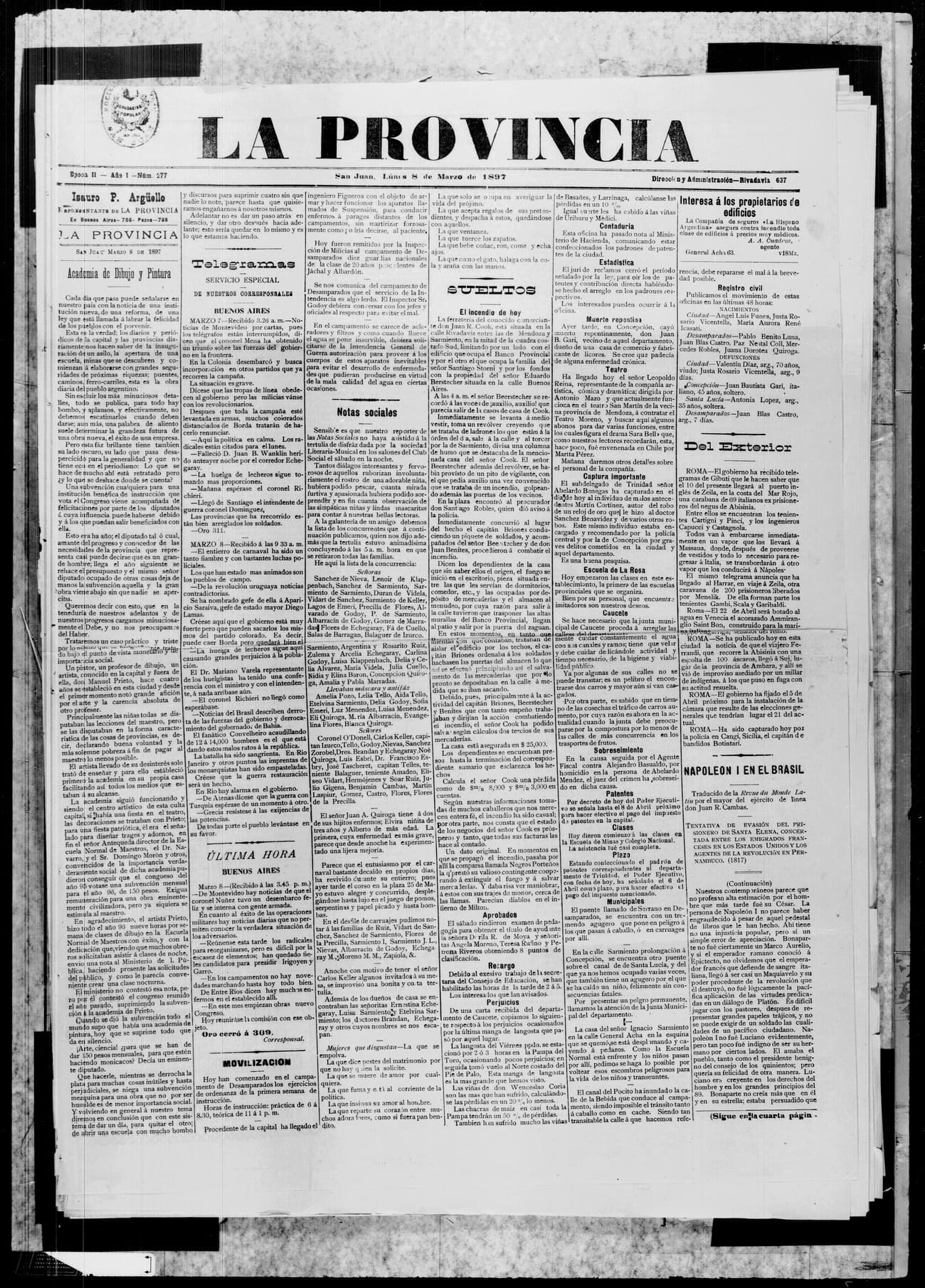 Portada · 8 de Marzo de 1897