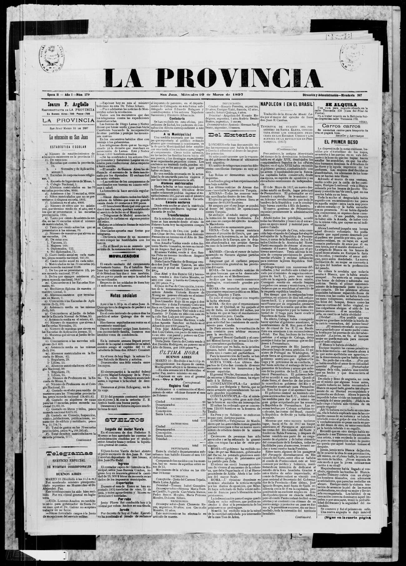 Portada · 10 de Marzo de 1897