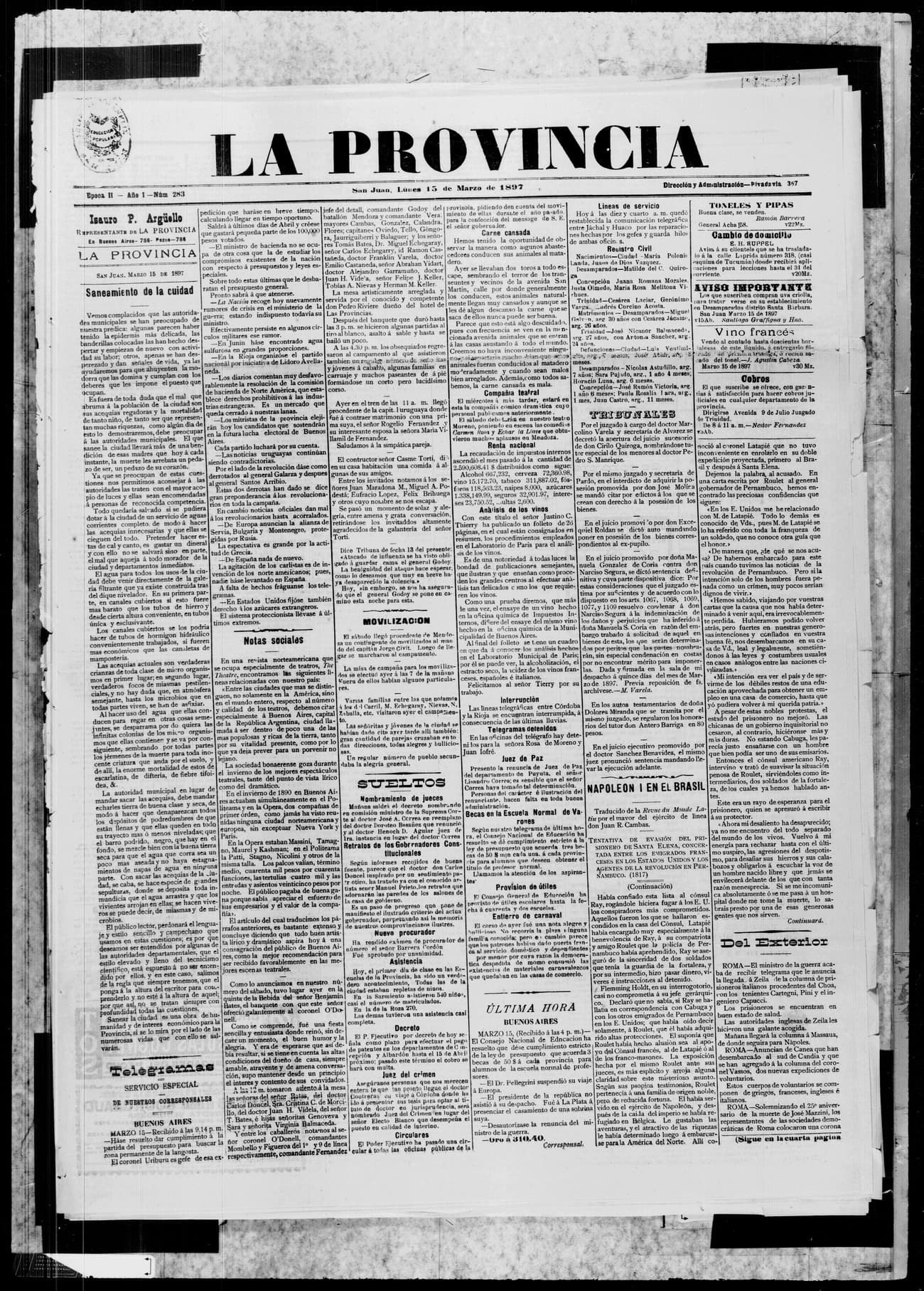 Portada · 15 de Marzo de 1897