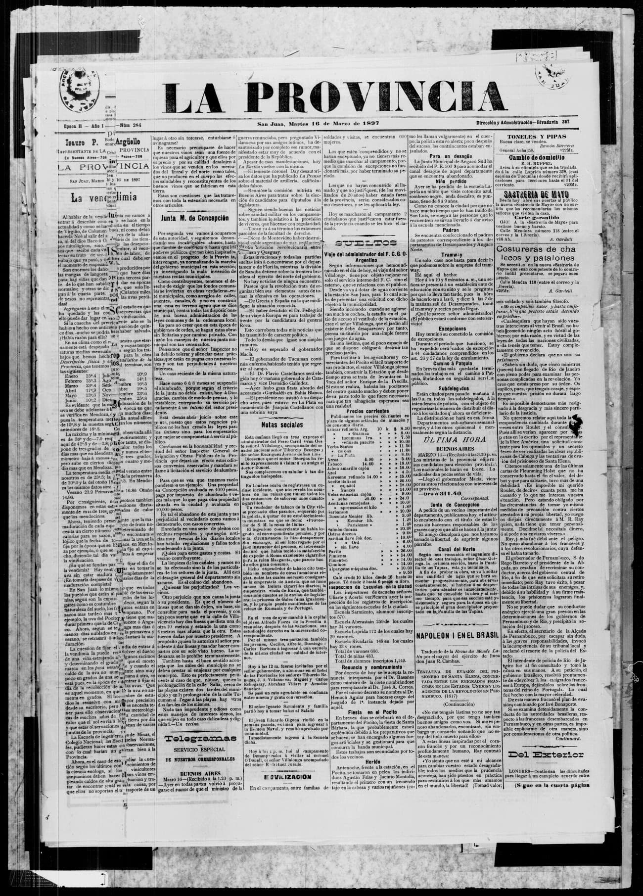 Portada · 16 de Marzo de 1897