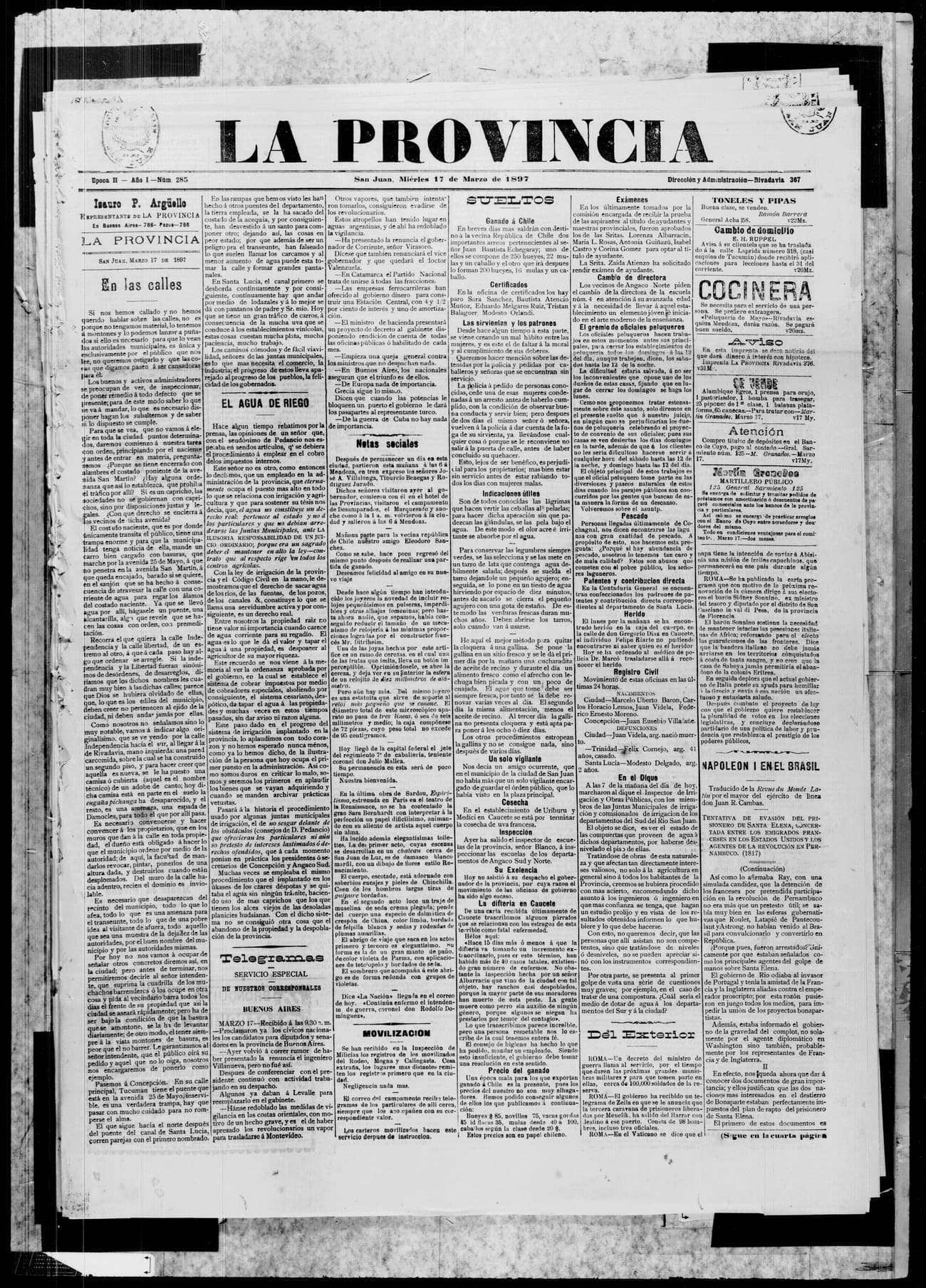 Portada · 17 de Marzo de 1897
