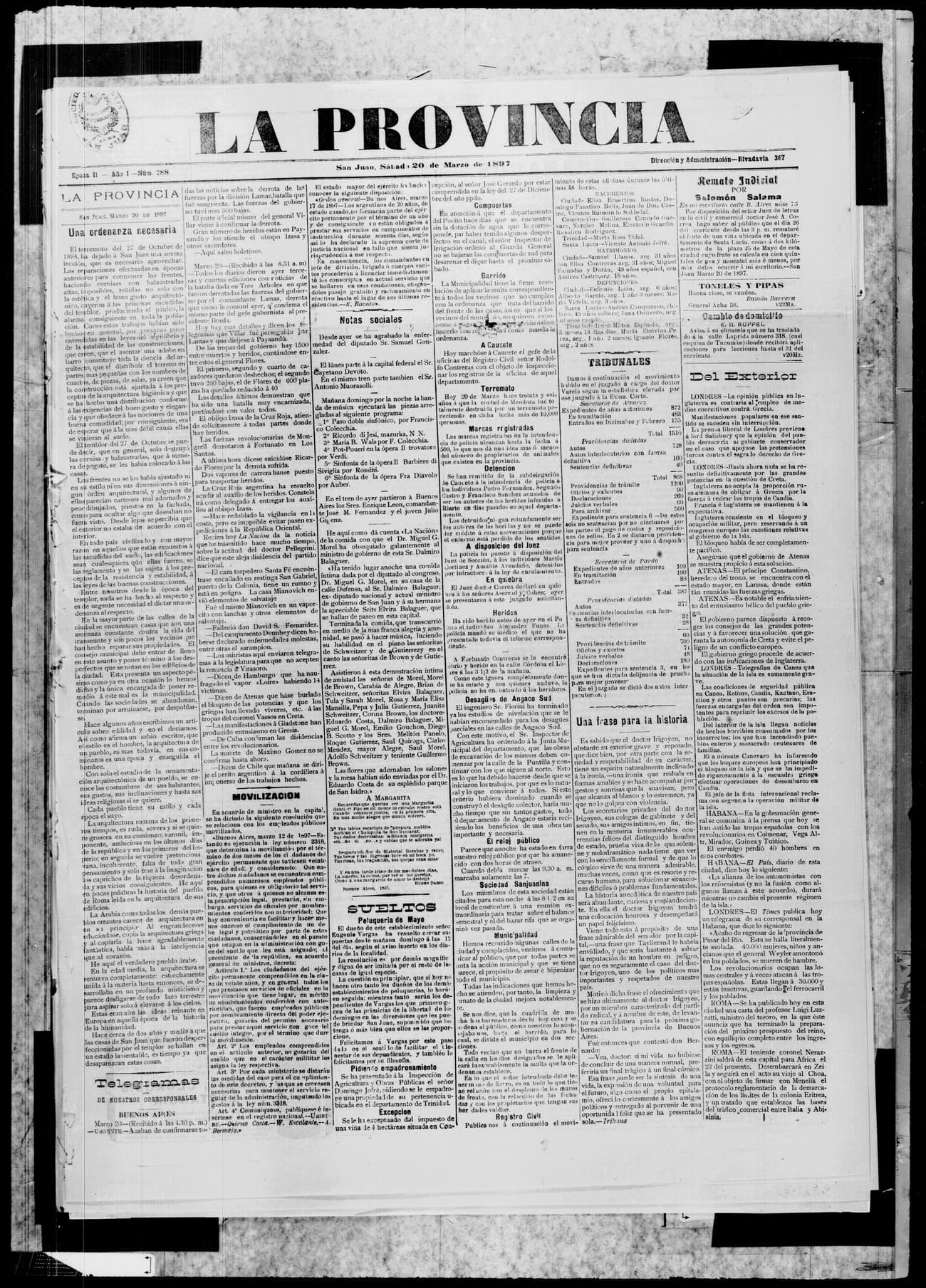 Portada · 20 de Marzo de 1897