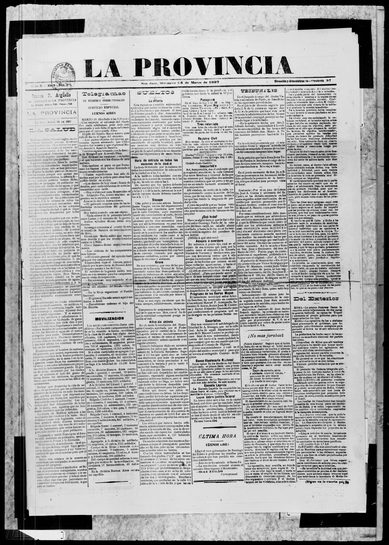 Portada · 24 de Marzo de 1897