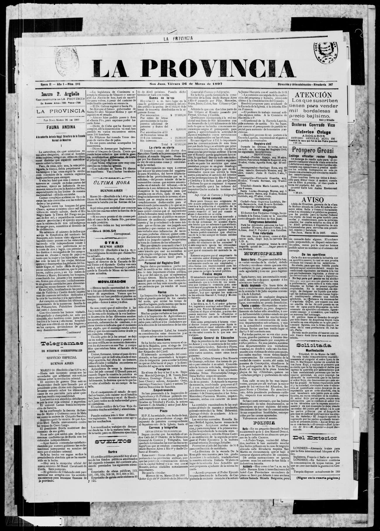 Portada · 26 de Marzo de 1897