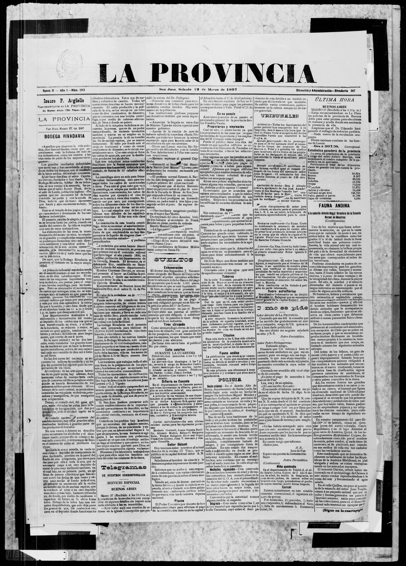 Portada · 27 de Marzo de 1897
