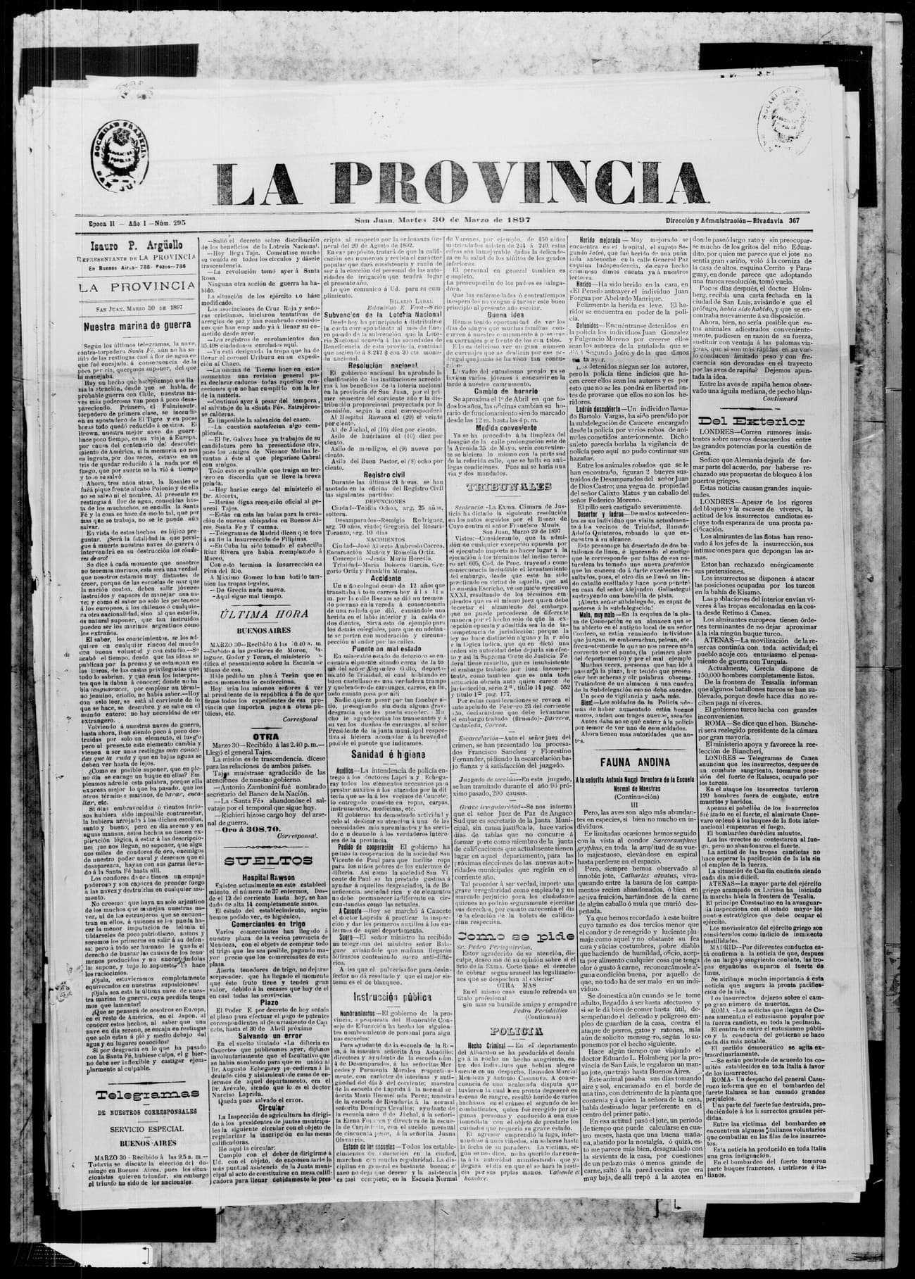 Portada · 30 de Marzo de 1897