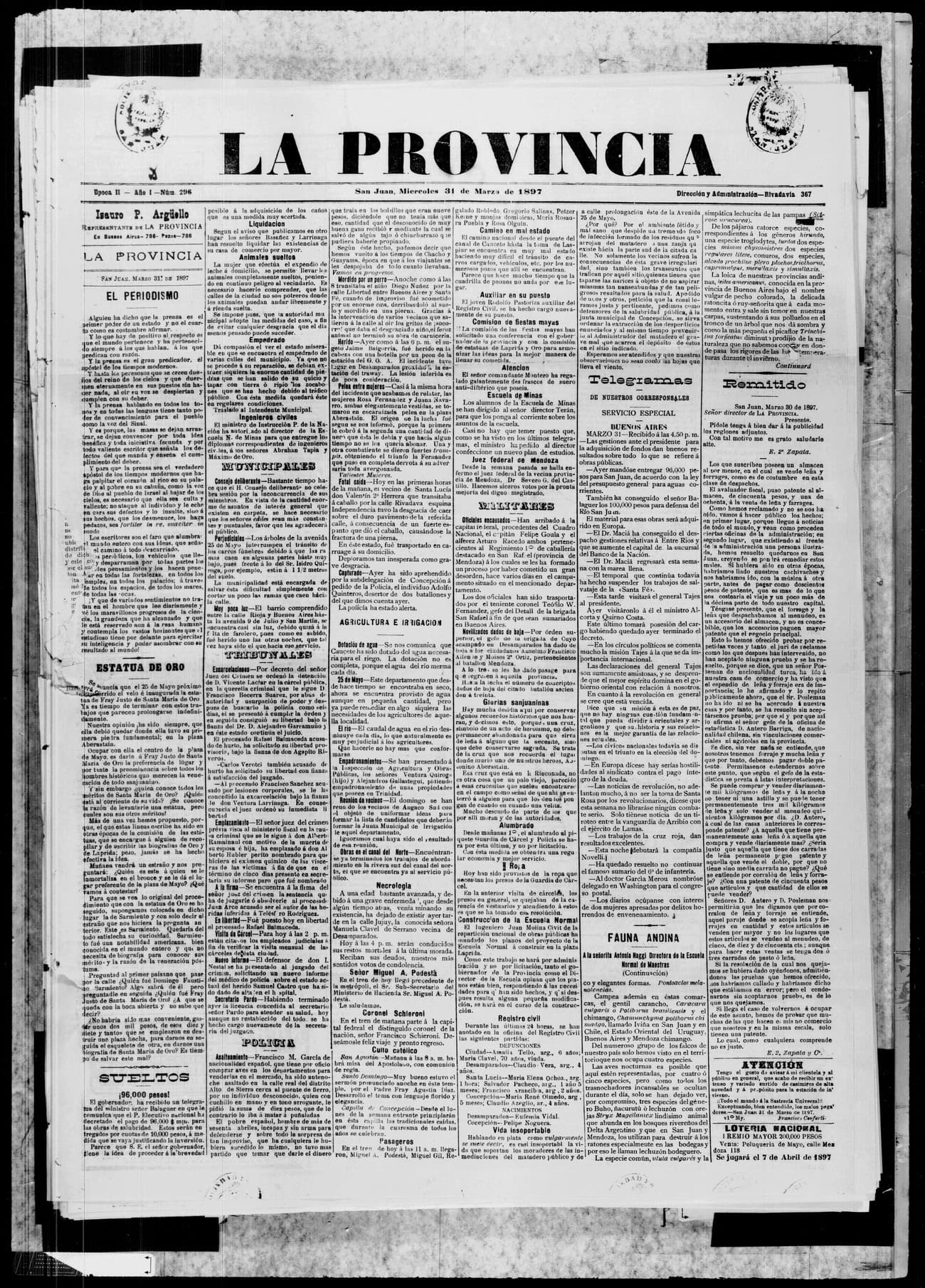 Portada · 31 de Marzo de 1897