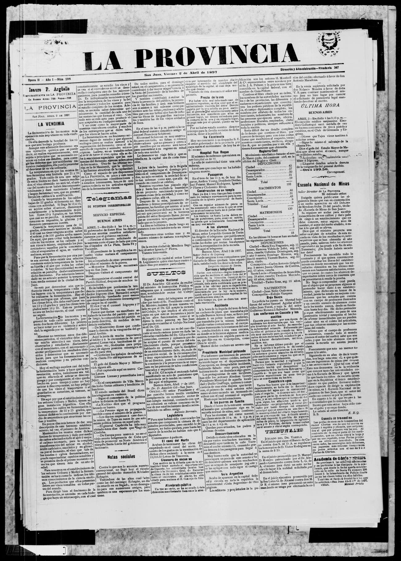 Portada · 2 de Abril de 1897
