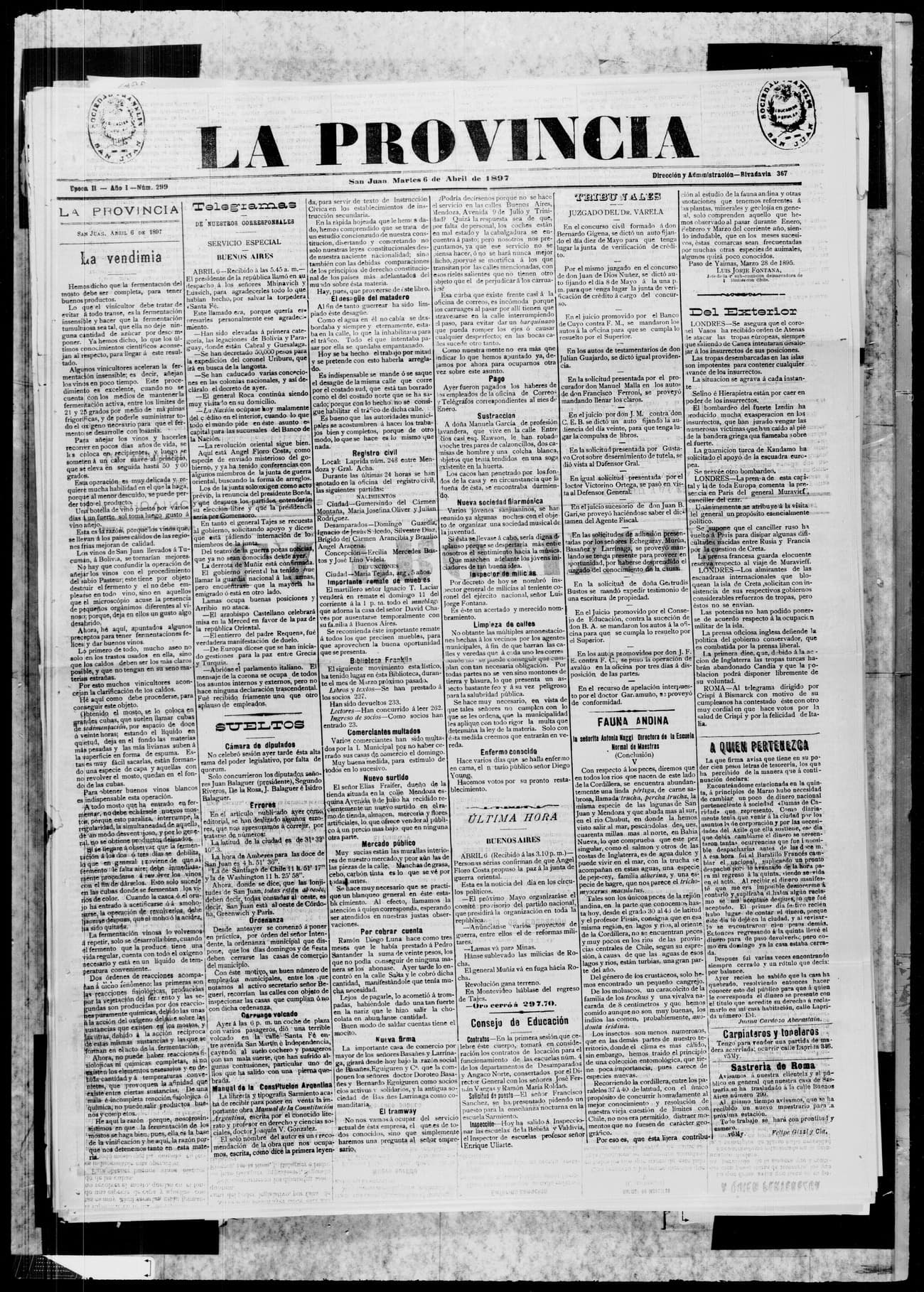 Portada · 6 de Abril de 1897