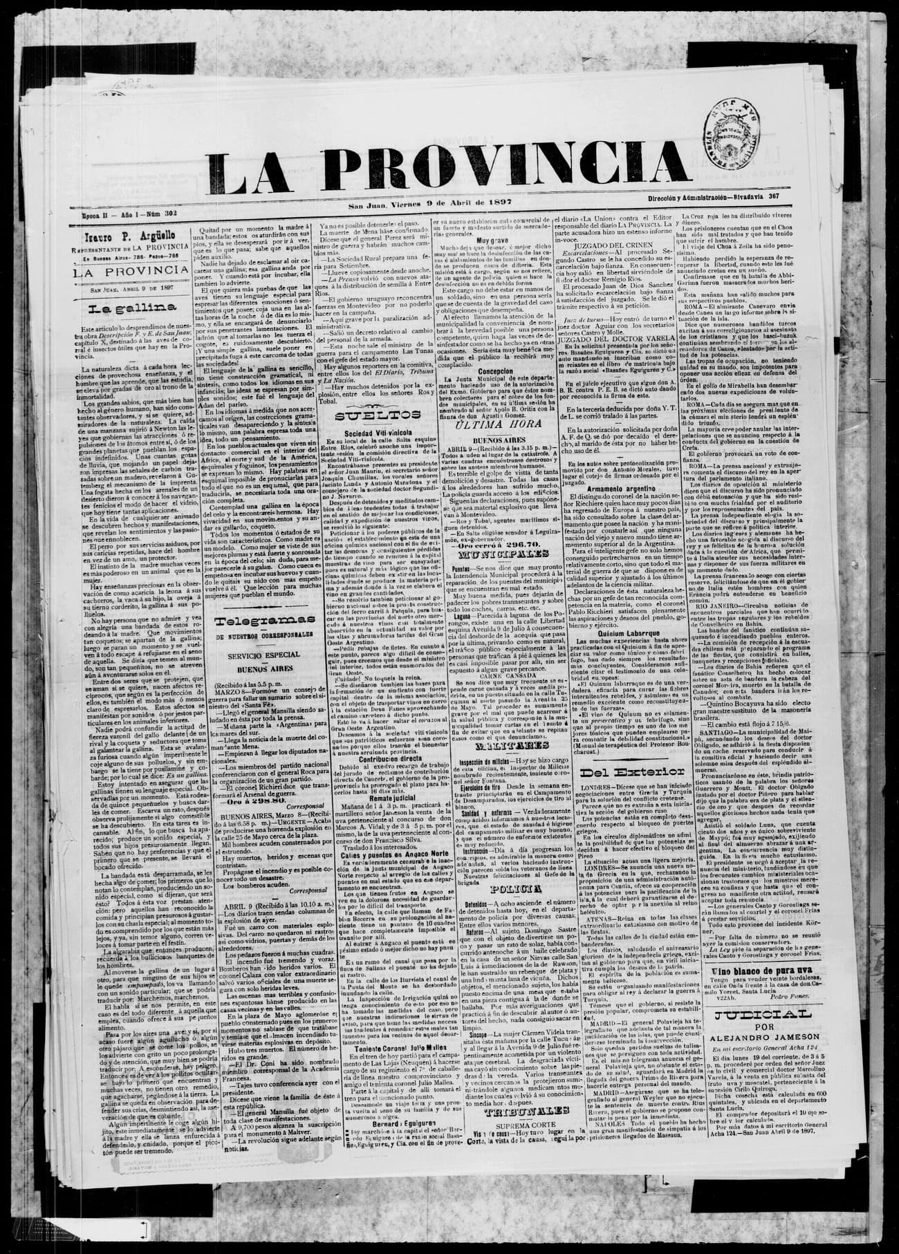 Portada · 9 de Abril de 1897