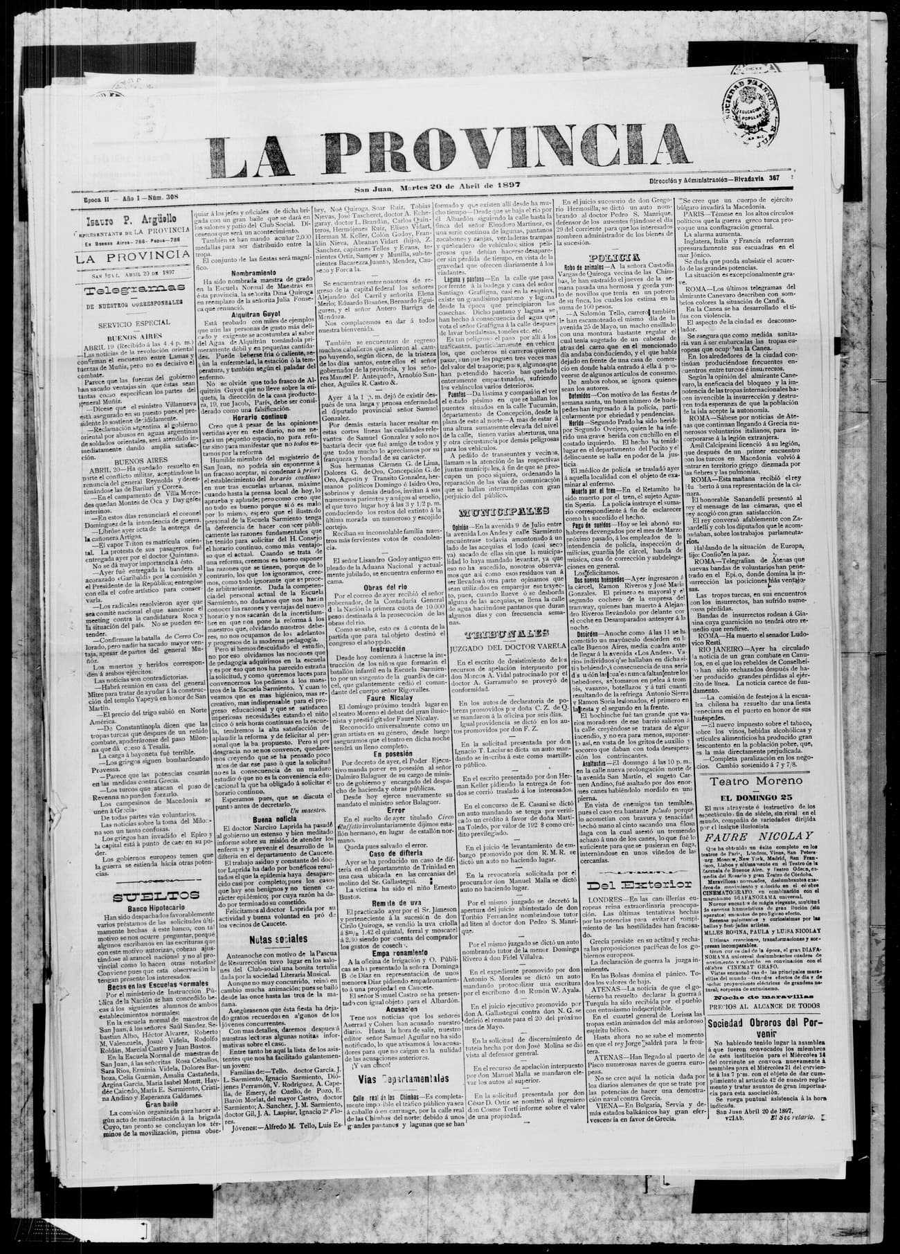Portada · 20 de Abril de 1897