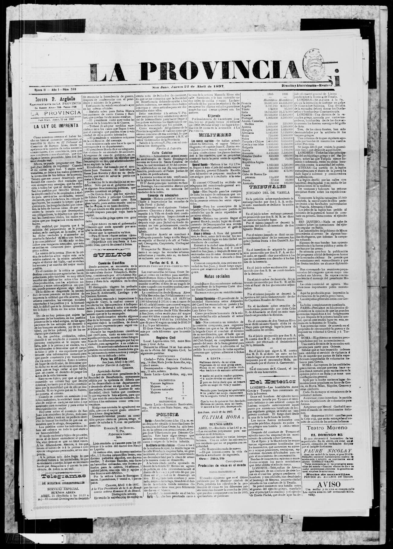 Portada · 22 de Abril de 1897