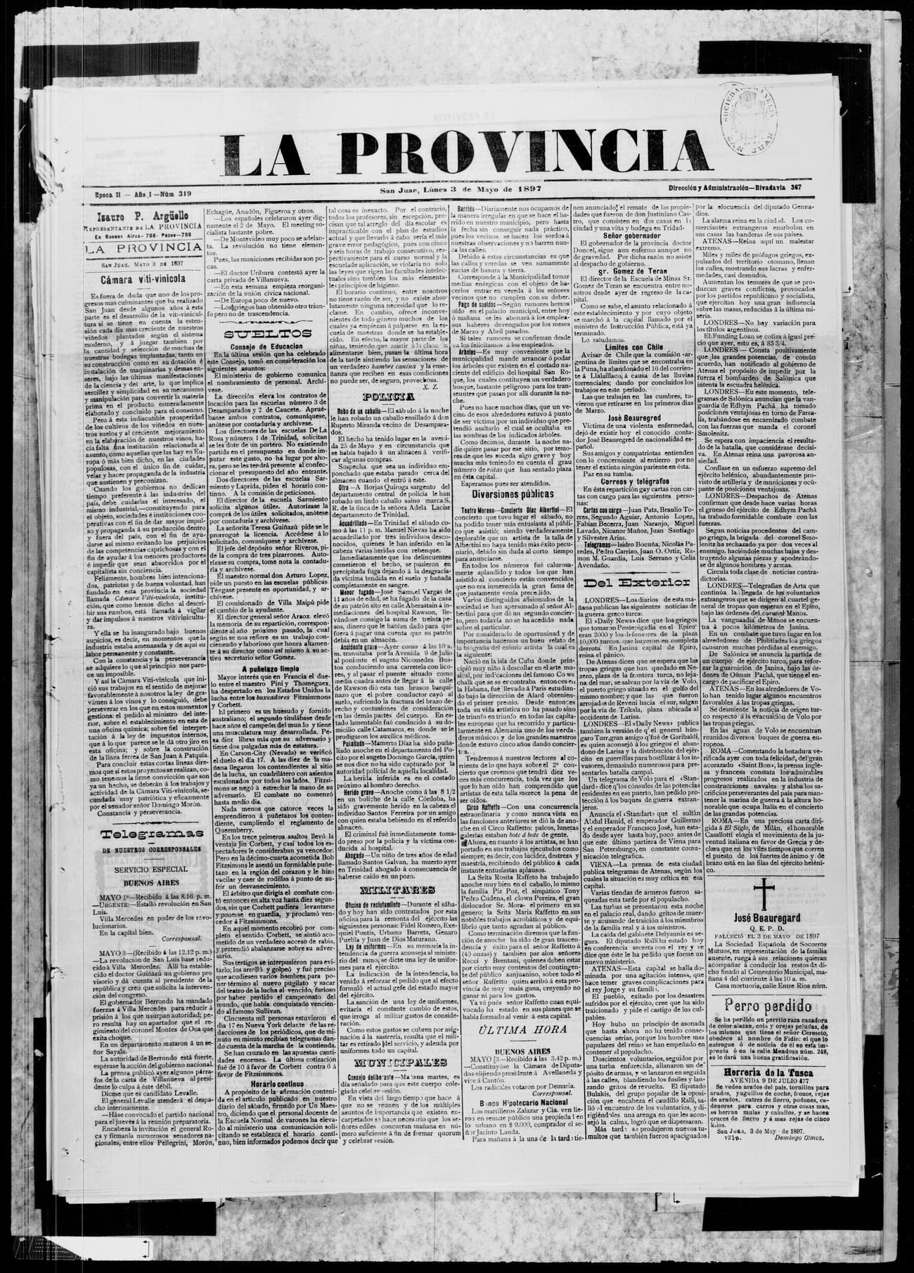 Portada · 3 de Mayo de 1897