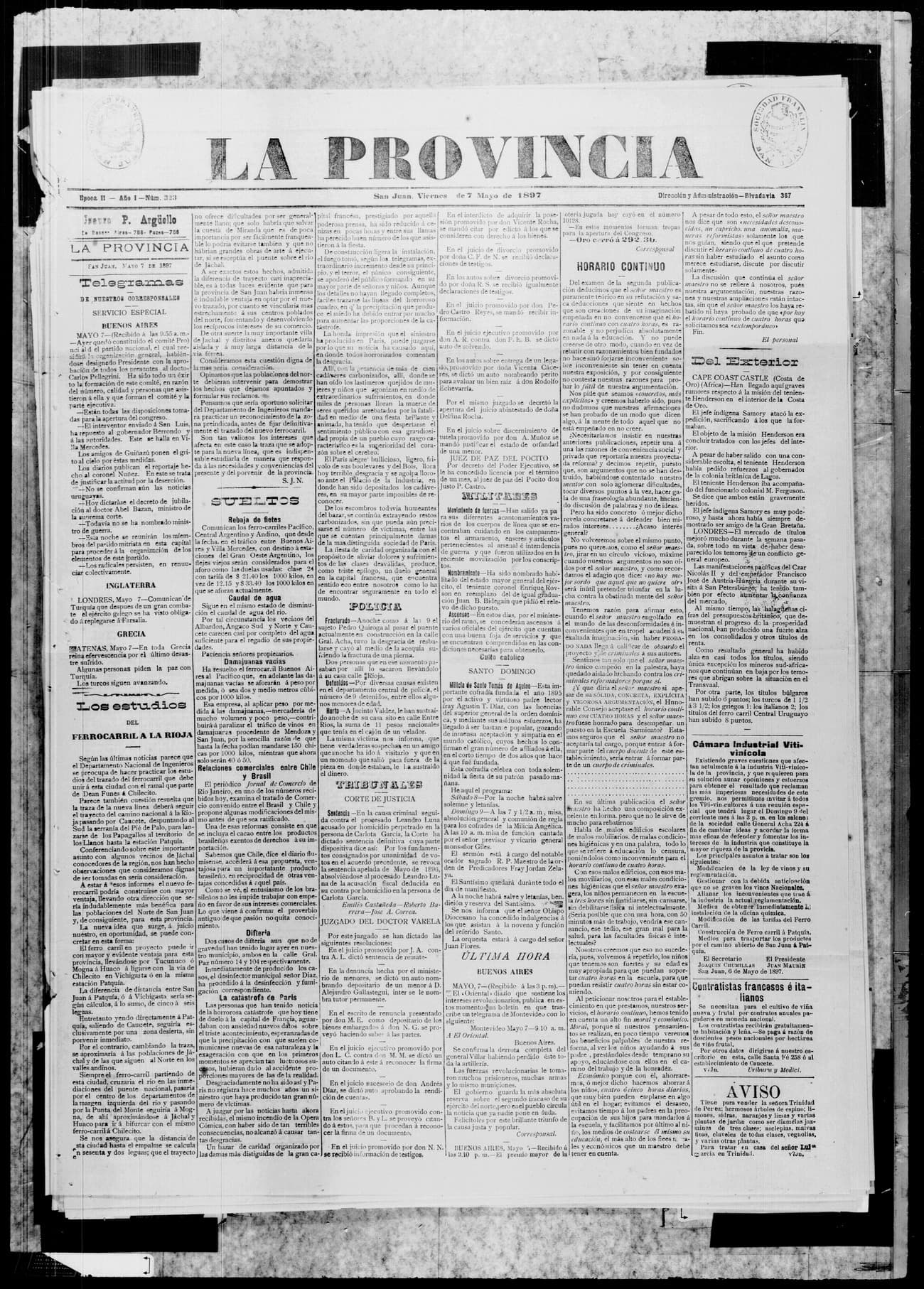 Portada · 7 de Mayo de 1897
