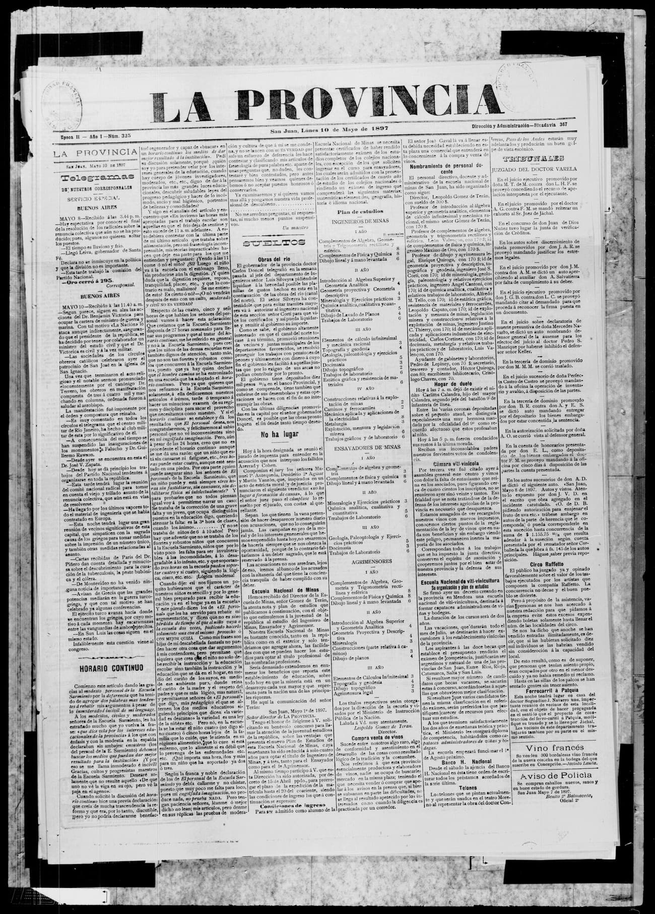 Portada · 10 de Mayo de 1897