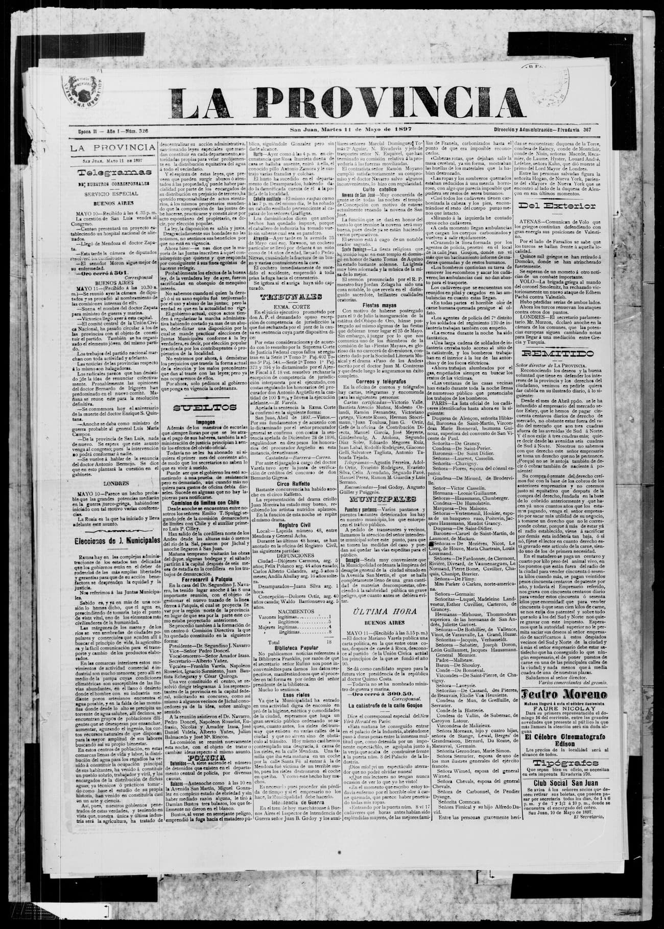 Portada · 11 de Mayo de 1897