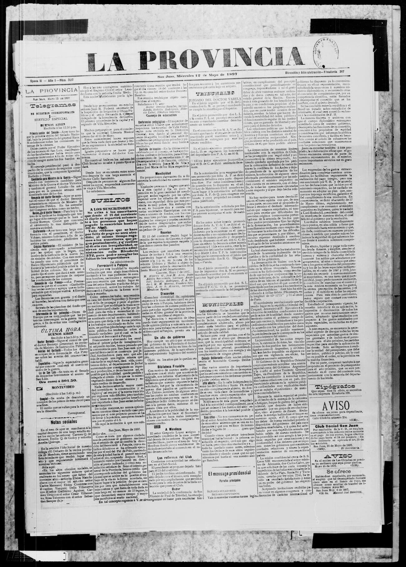 Portada · 12 de Mayo de 1897