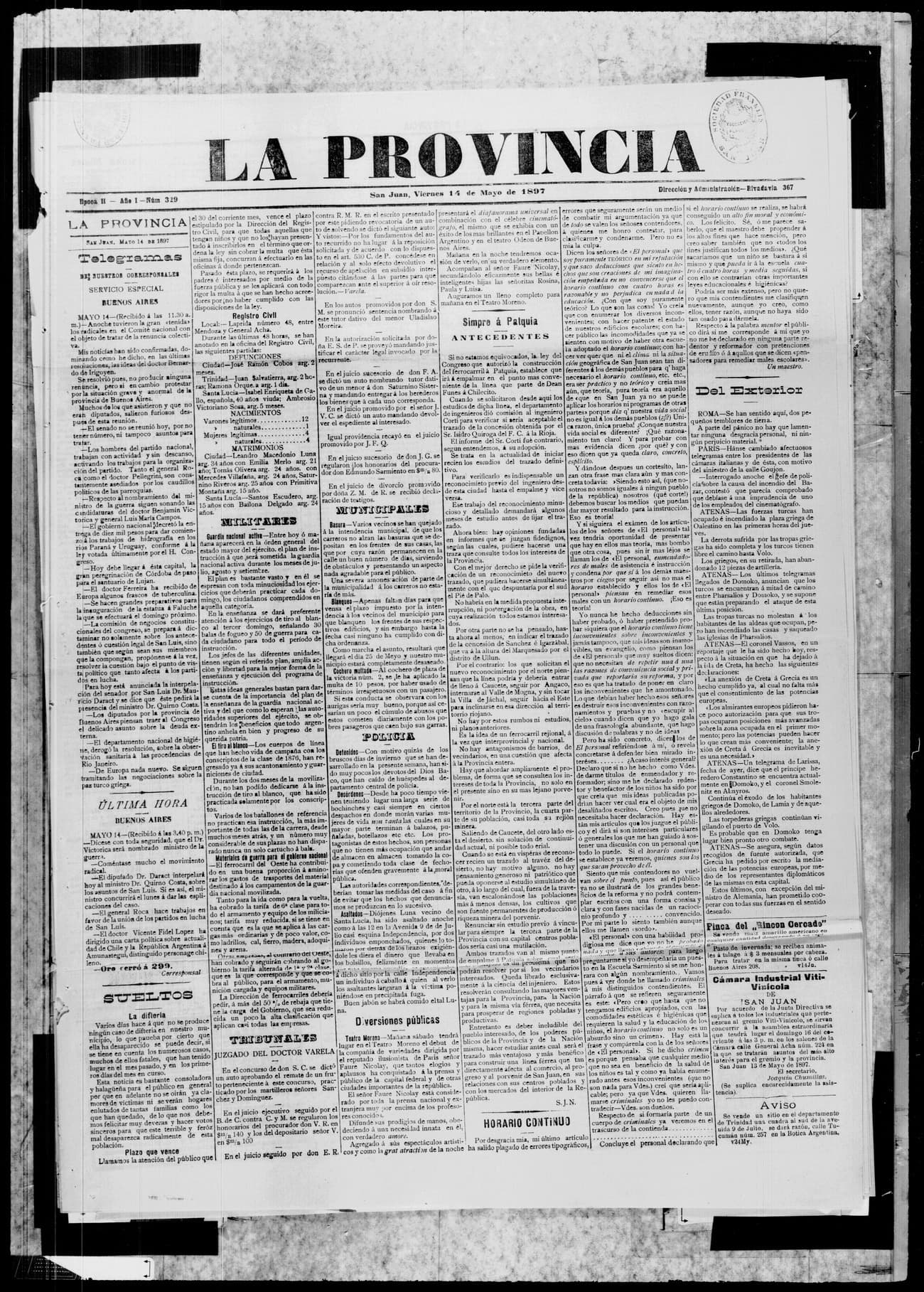 Portada · 14 de Mayo de 1897