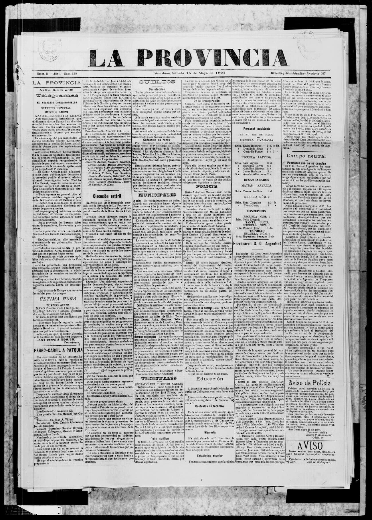 Portada · 15 de Mayo de 1897