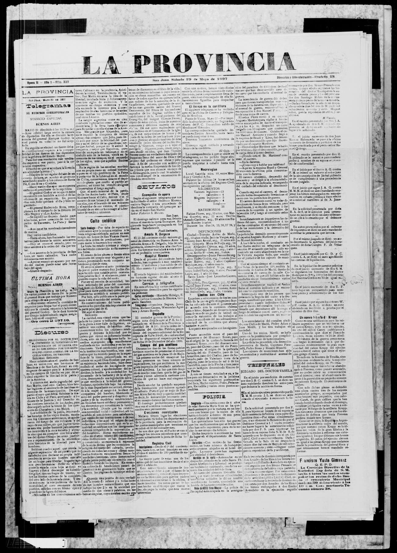 Portada · 29 de Mayo de 1897