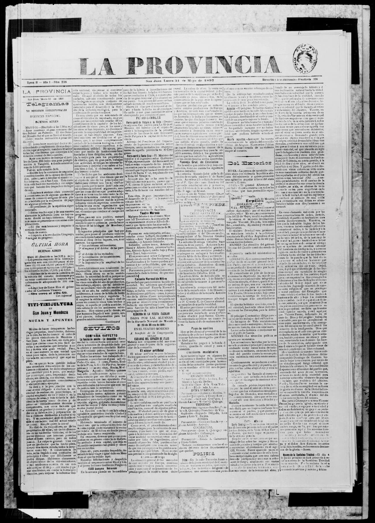 Portada · 31 de Mayo de 1897