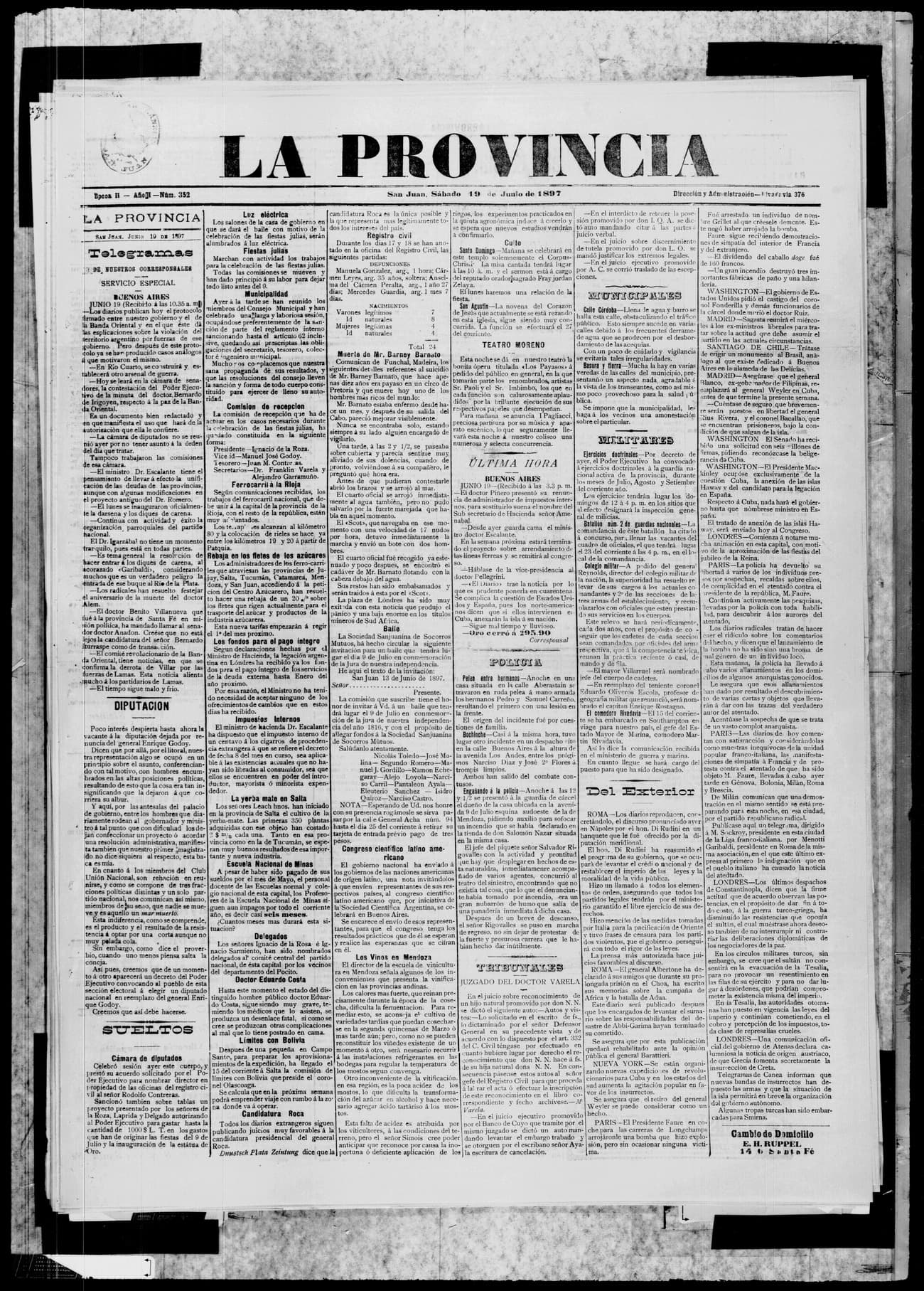 Portada · 19 de Junio de 1897