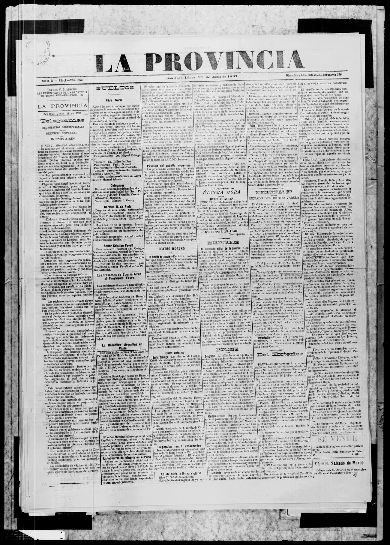 Portada · 21 de Junio de 1897