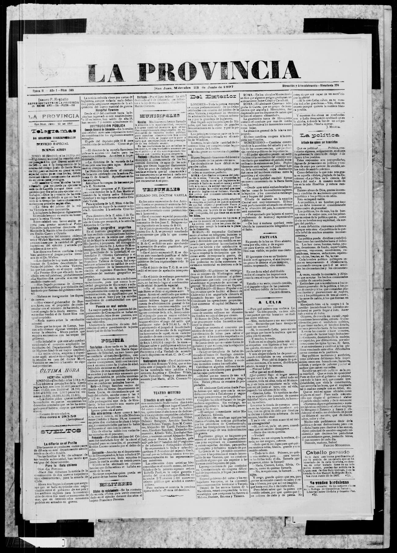 Portada · 23 de Junio de 1897
