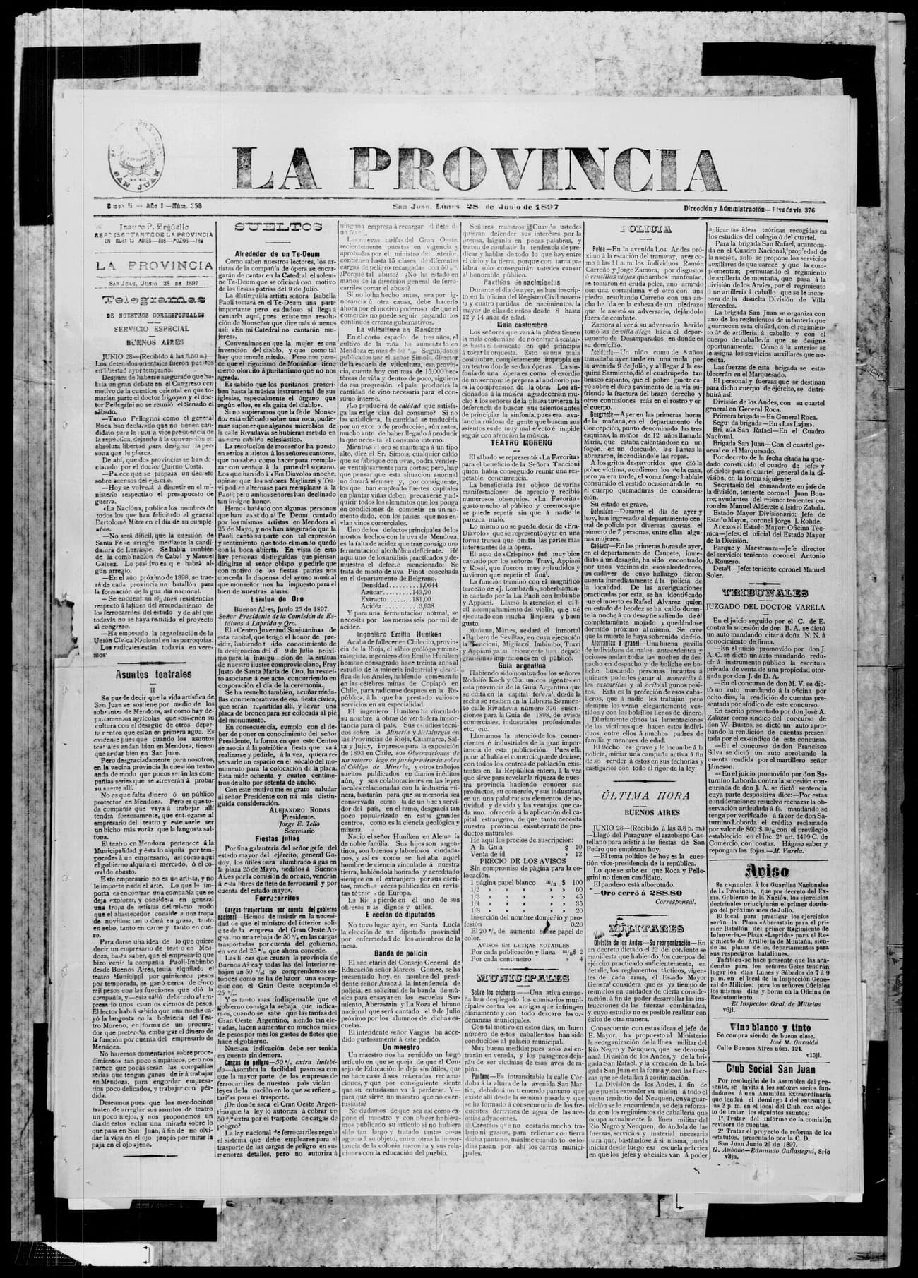 Portada · 28 de Junio de 1897
