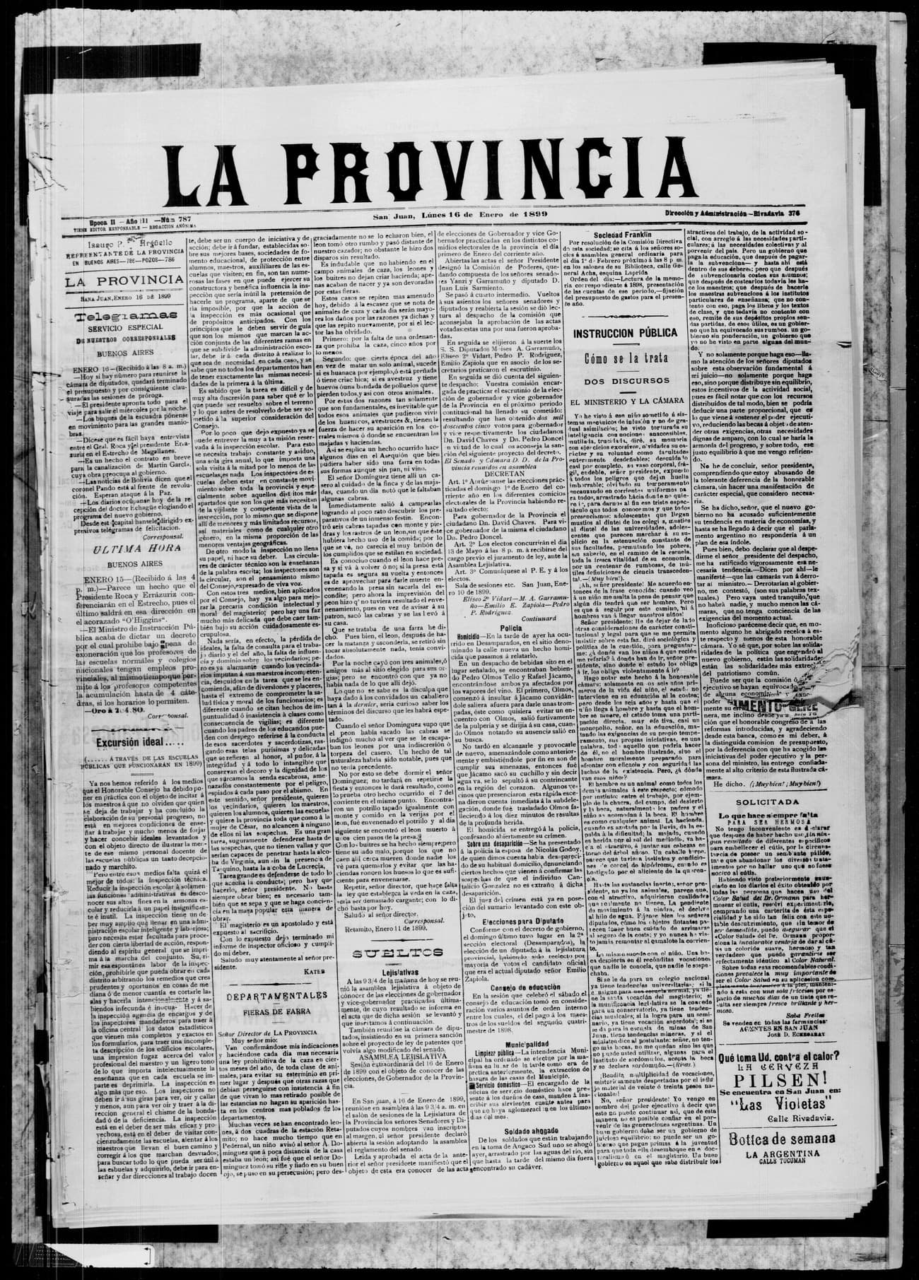 Portada · 16 de Enero de 1899