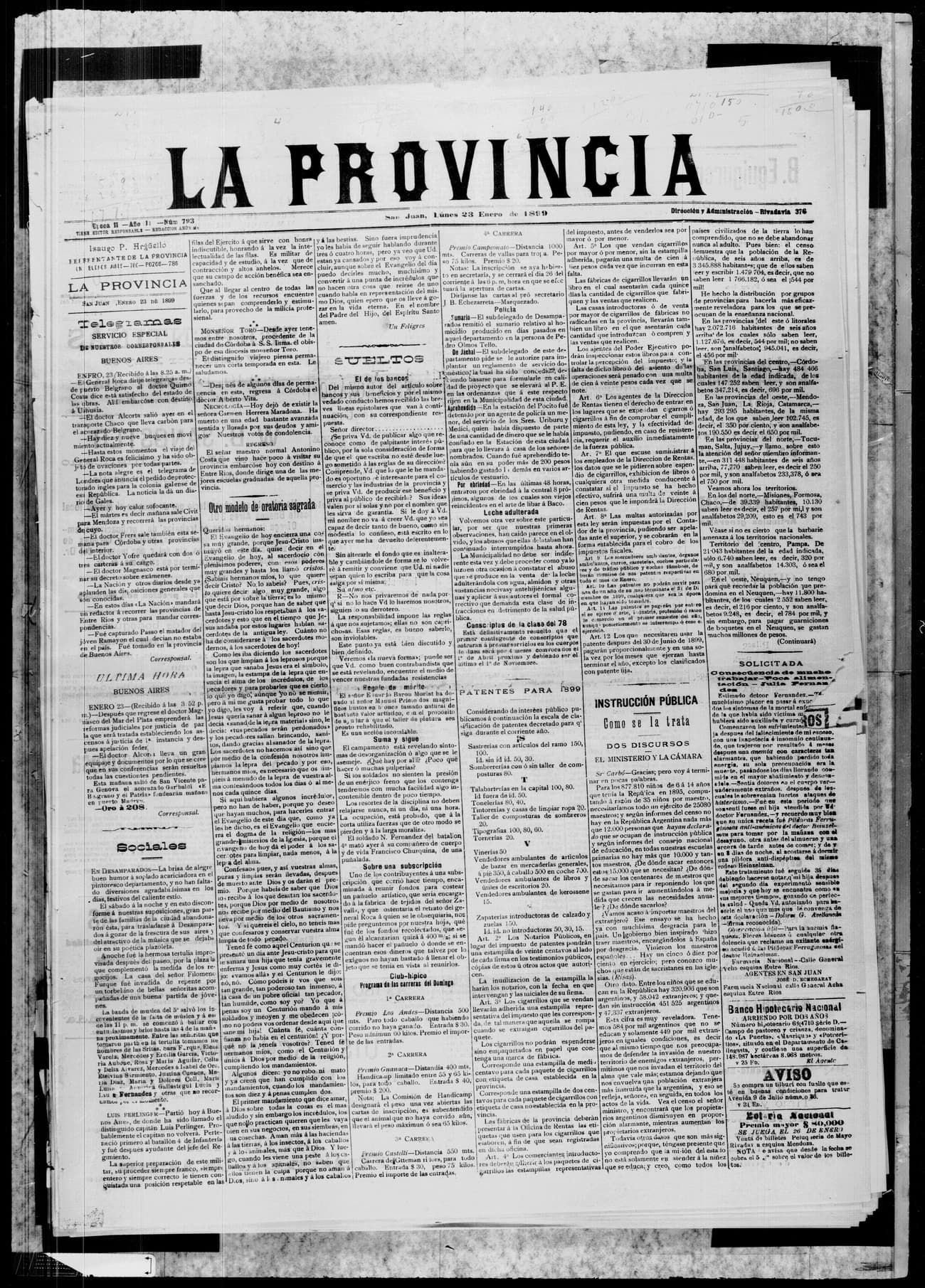 Portada · 23 de Enero de 1899