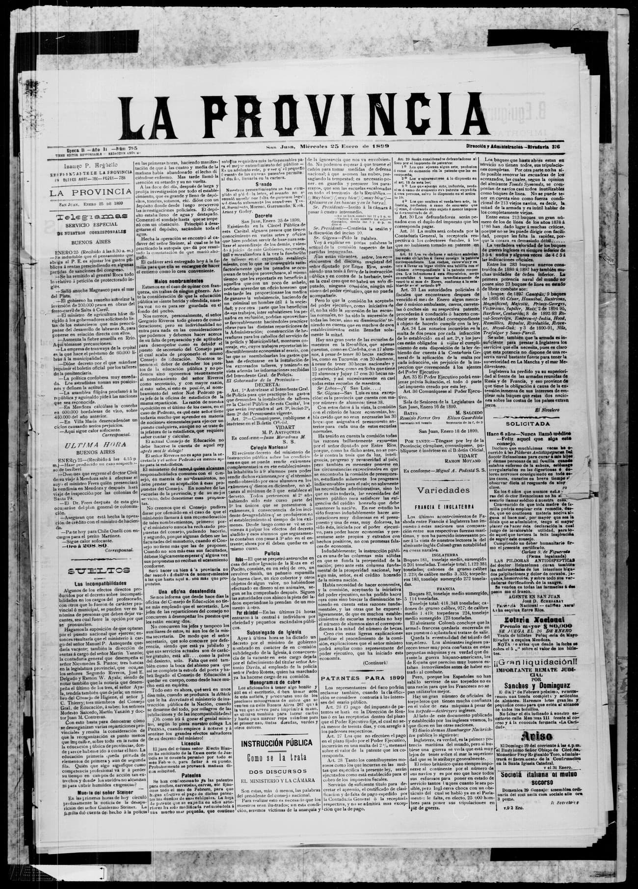 Portada · 25 de Enero de 1899