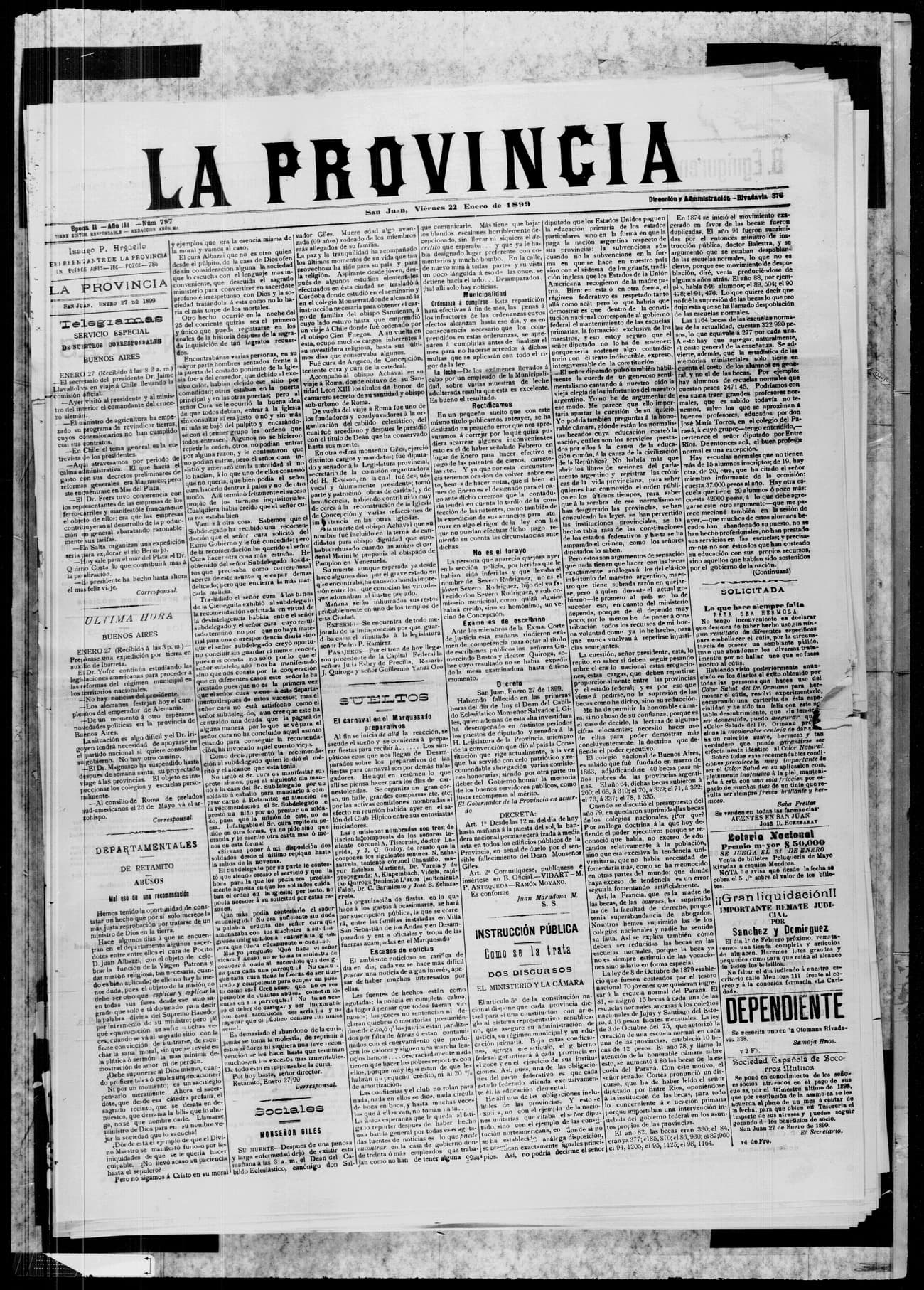 Portada · 22 de Enero de 1899