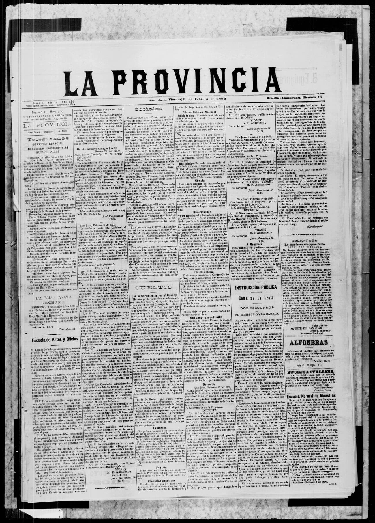 Portada · 3 de Febrero de 1899