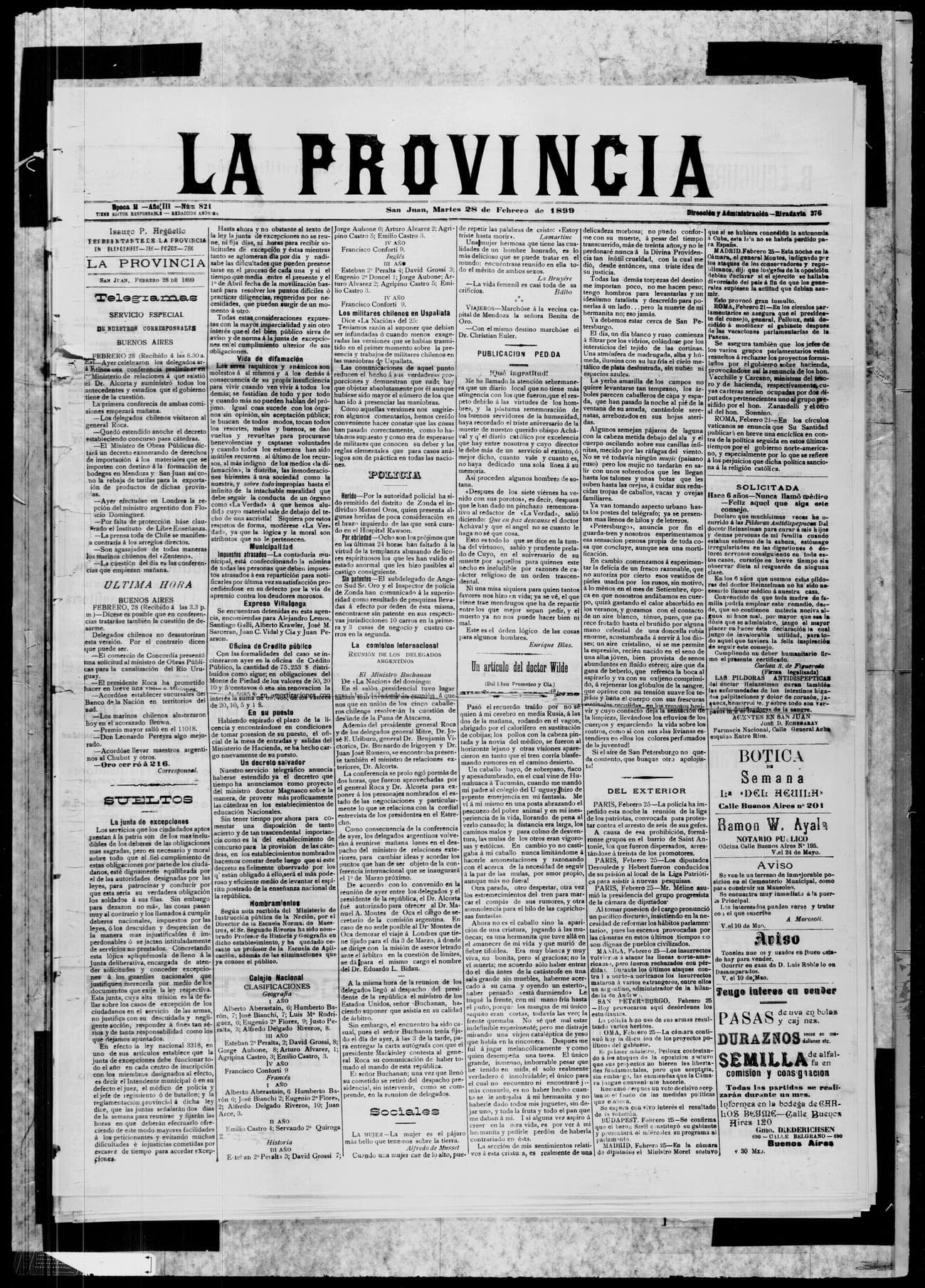 Portada · 28 de Febrero de 1899