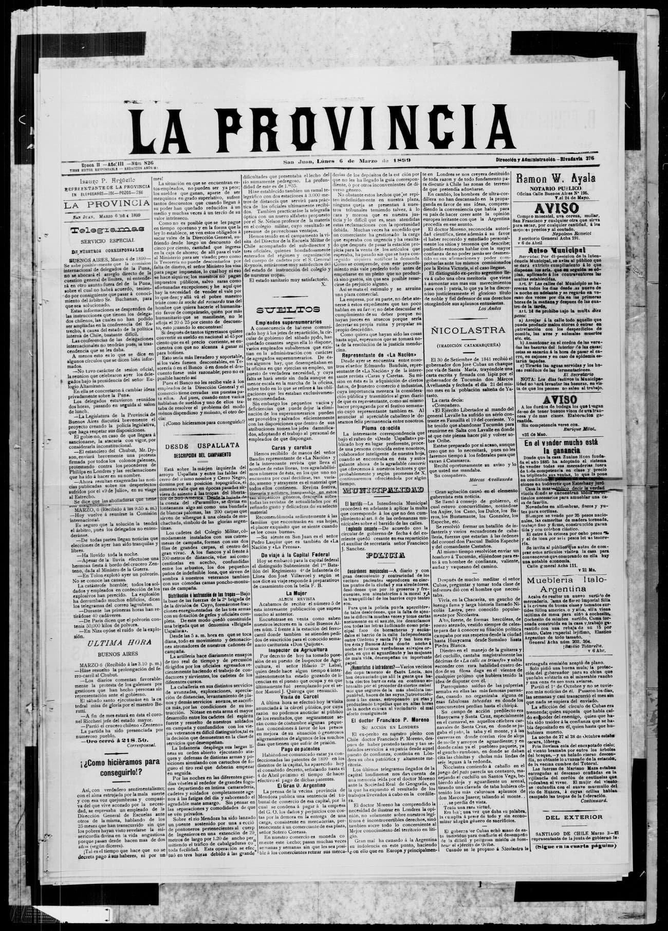 Portada · 6 de Marzo de 1899
