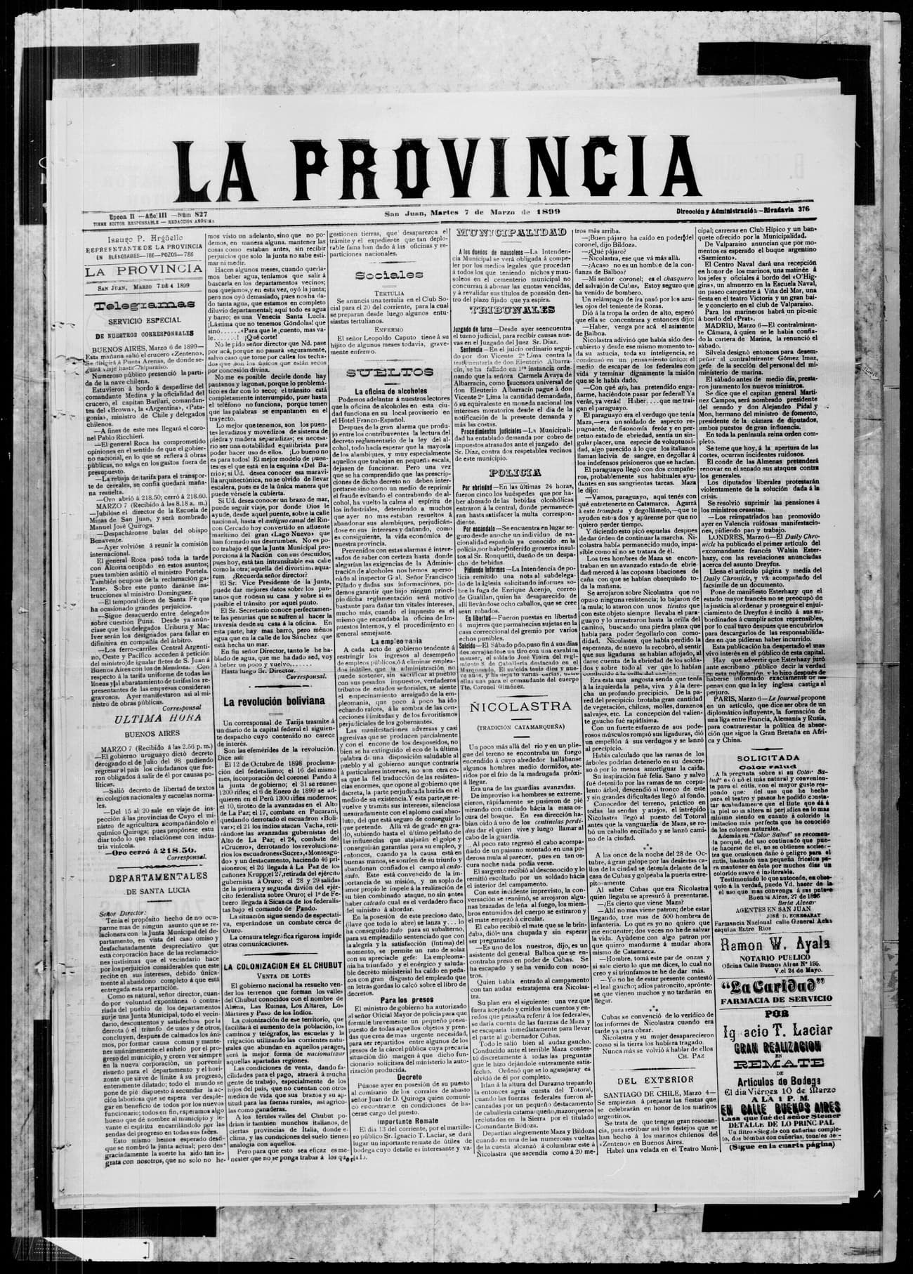 Portada · 7 de Marzo de 1899