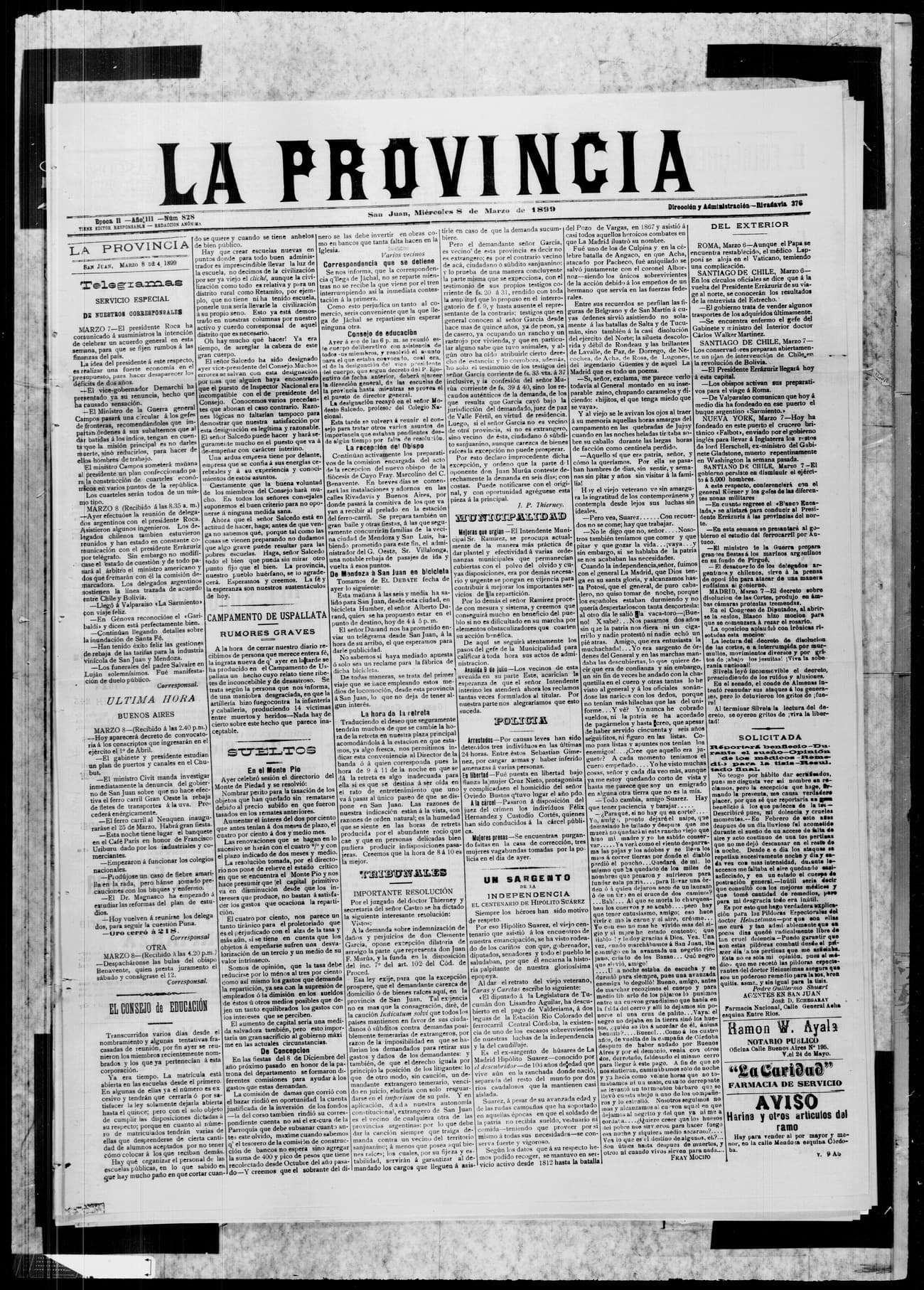 Portada · 8 de Marzo de 1899