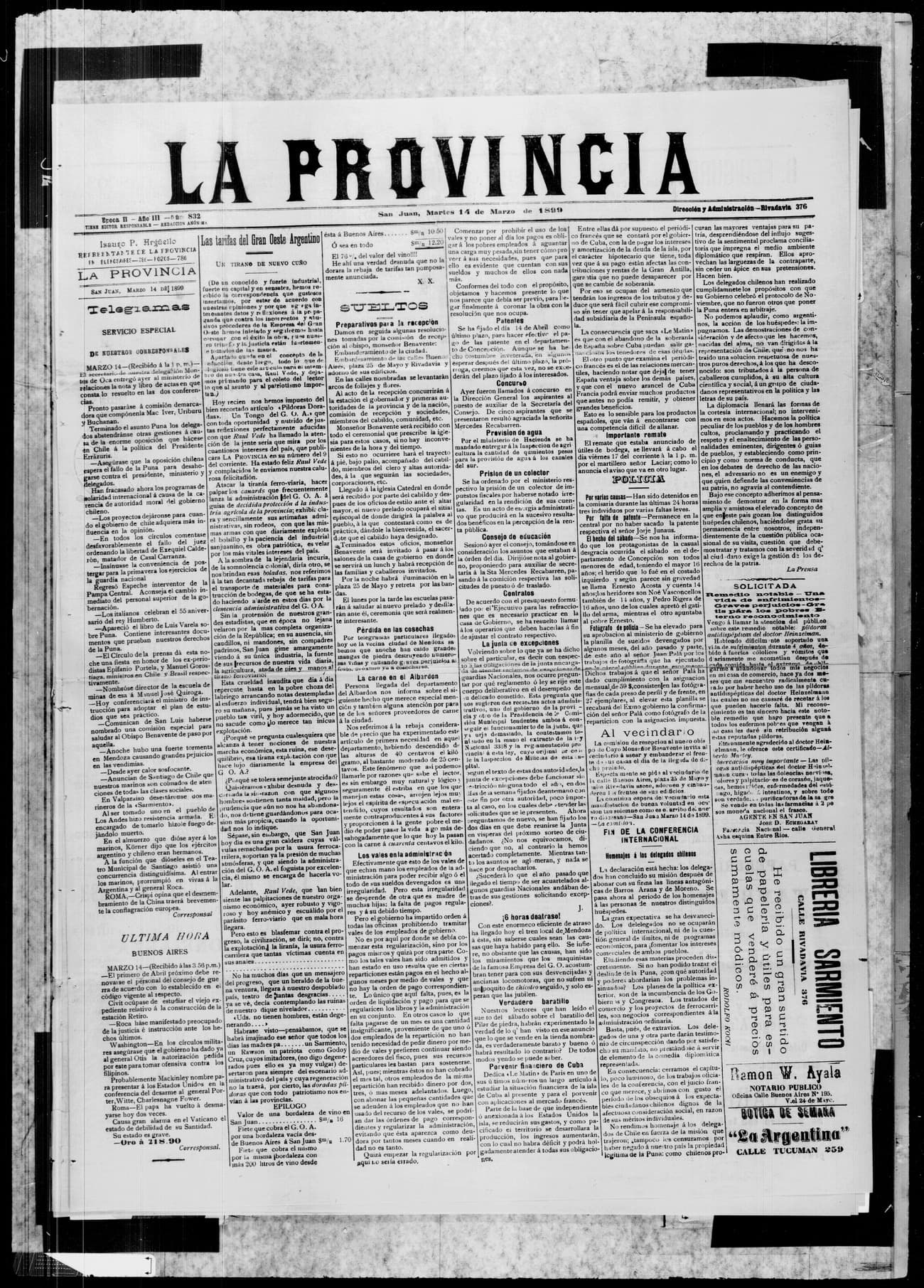 Portada · 14 de Marzo de 1899