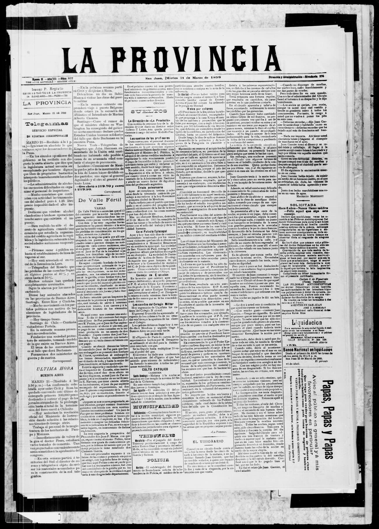 Portada · 21 de Marzo de 1899