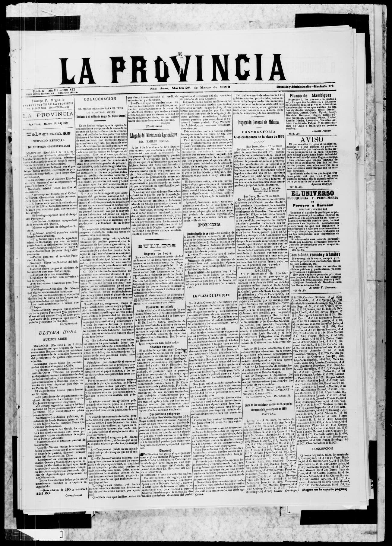 Portada · 28 de Marzo de 1899
