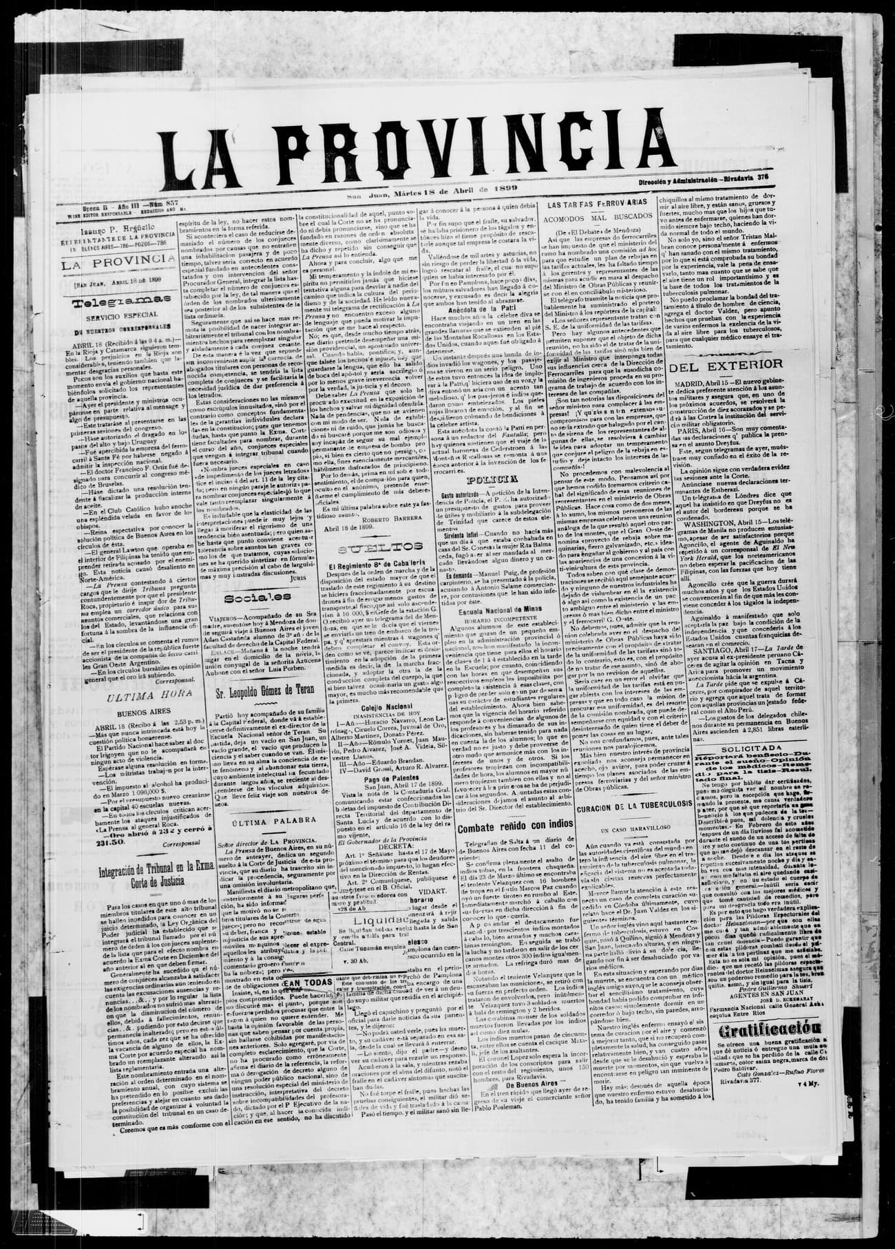 Portada · 18 de Abril de 1899