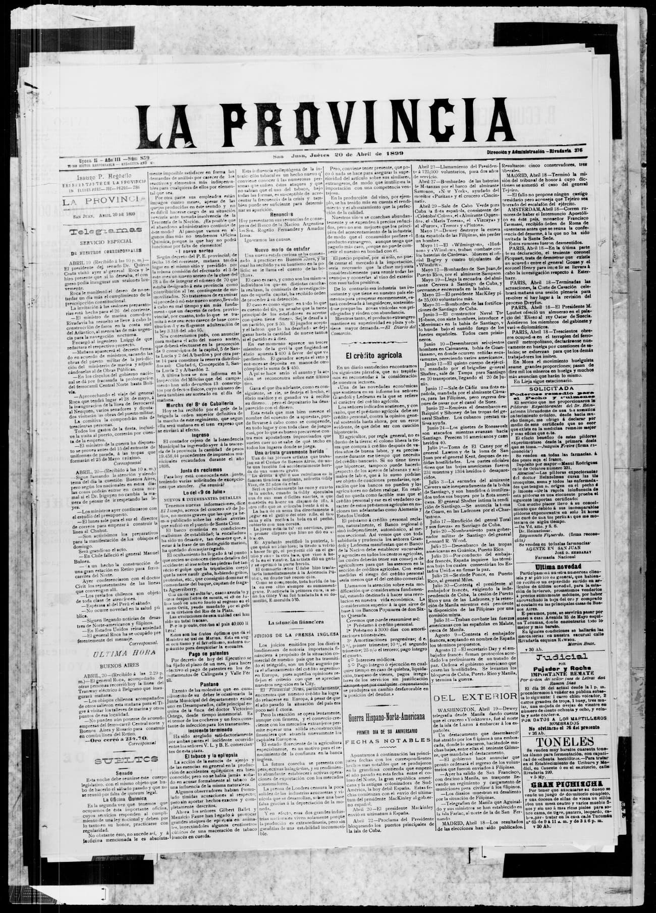 Portada · 20 de Abril de 1899