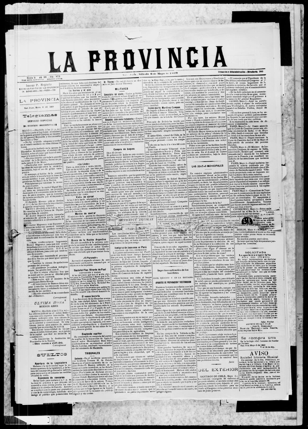 Portada · 6 de Mayo de 1899