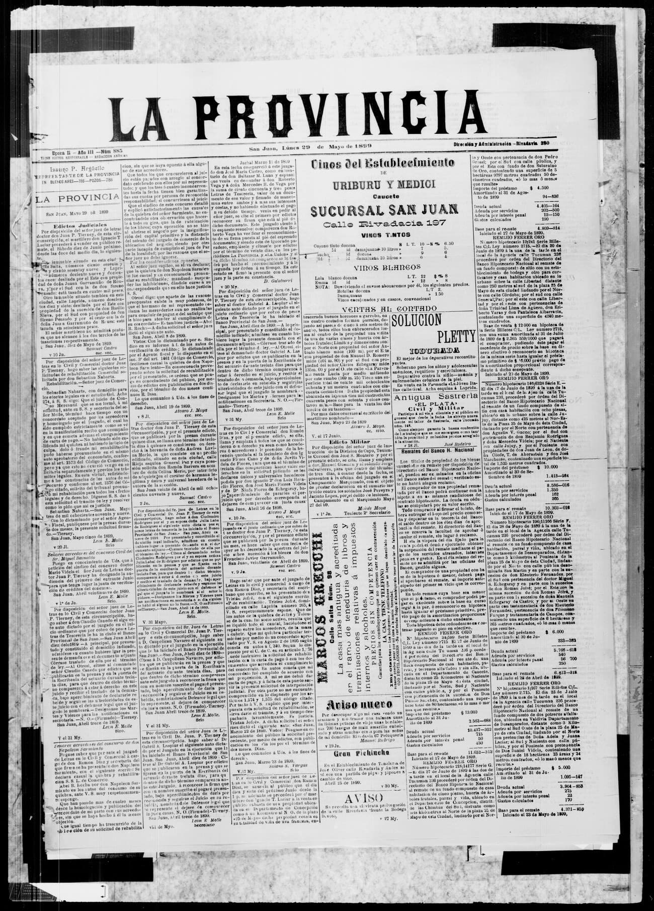 Portada · 29 de Mayo de 1899