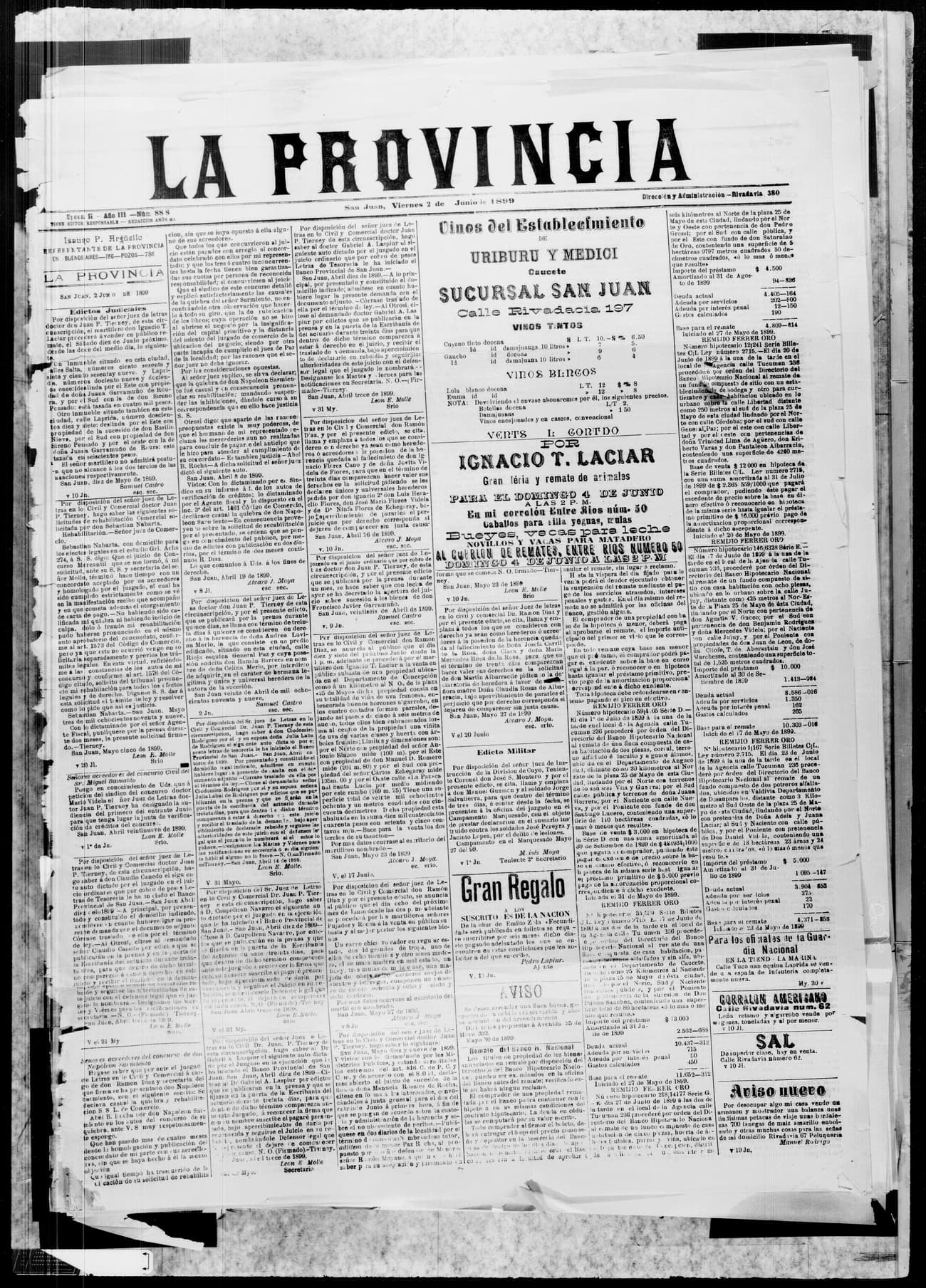 Portada · 2 de Junio de 1899