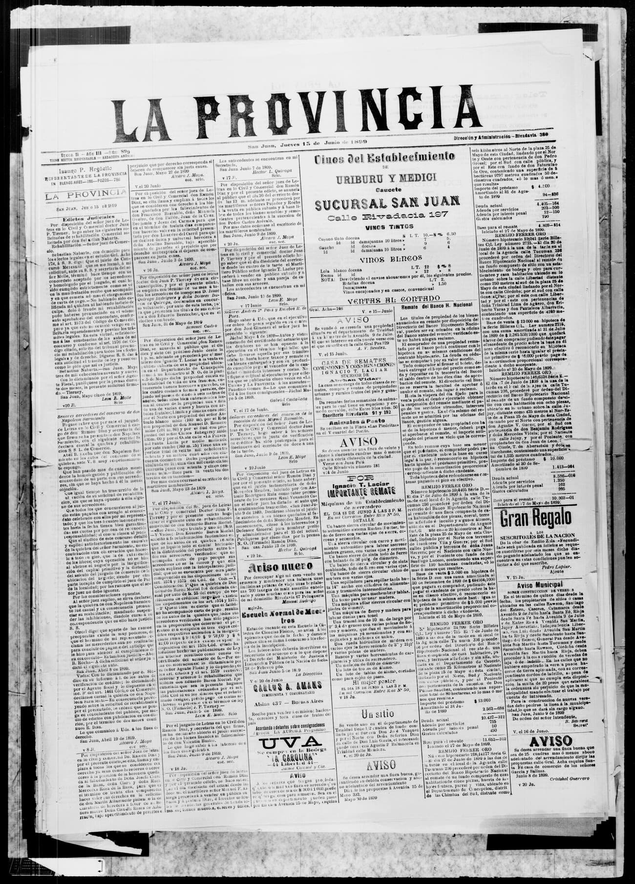 Portada · 15 de Junio de 1899