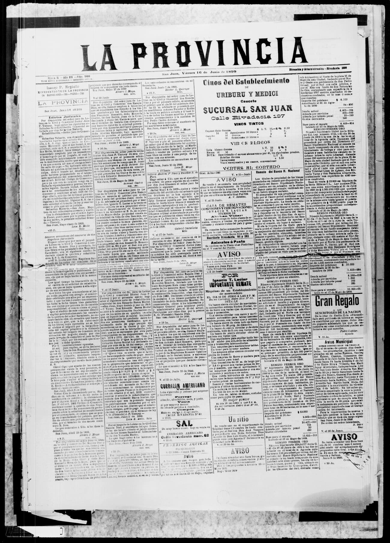Portada · 16 de Junio de 1899