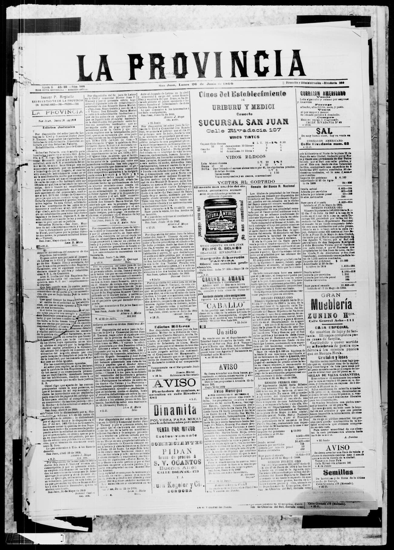 Portada · 26 de Junio de 1899