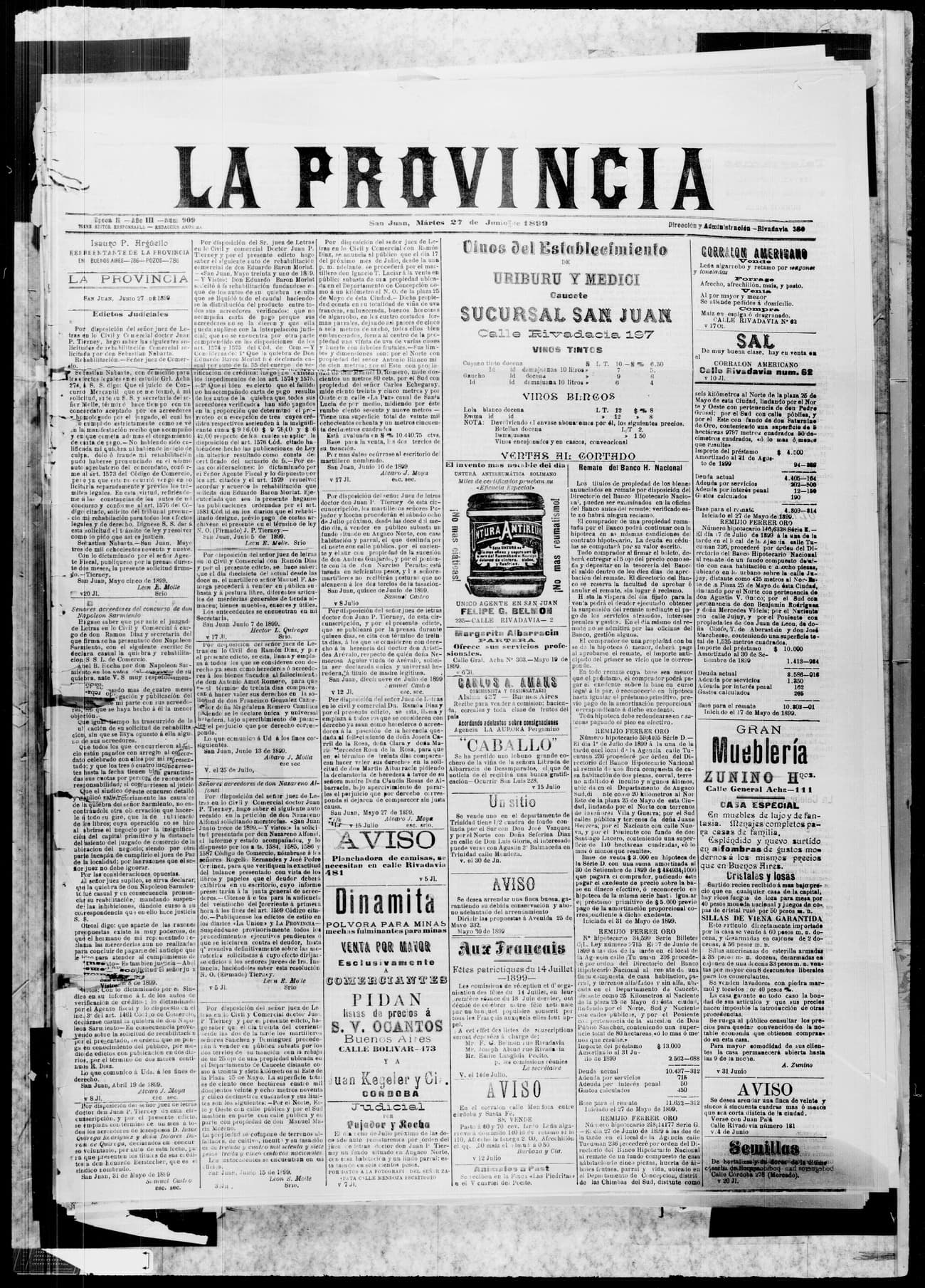 Portada · 27 de Junio de 1899